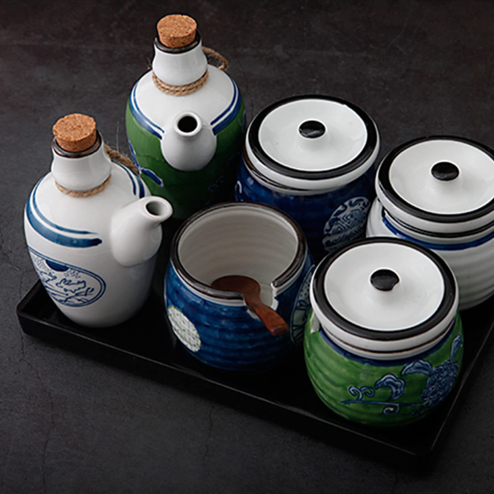 Tarro de especias de porcelana, azucarero, juegos de crema y azúcar, bote de crema y azúcar, tarro de azúcar con jarra de crema, juego for servir café, jarra de crema -Azucarero azul ( Color : Blue ,