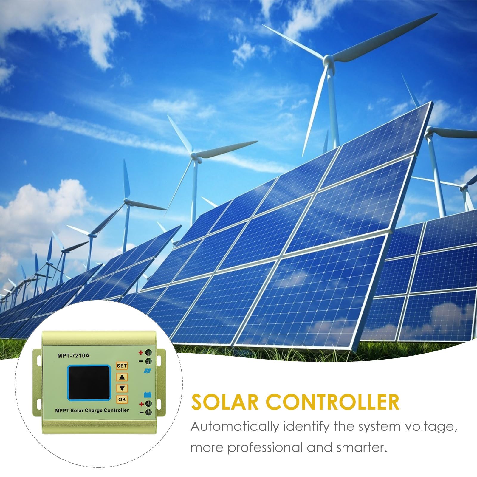 Regolatore di Carica Solare Lcd Display Tft a Colori 160x128, Compatibile Batterie 24v-72v, di Uscita Regolabile 0-10a in Lega di Alluminio