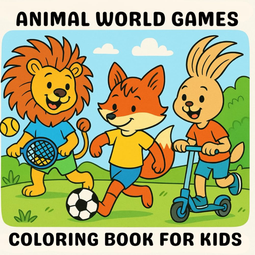 Animal World Games Coloring Book for Kids: Fun & Easy Sports-Themed Animal Coloring Pages for Ages 3-8