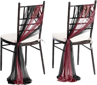 Ling's moment Wedding Chiffon Chair Sashes Cover Aisle Decorations Draping Fabric Wrinkle-Free with Tie 16 Pcs for Party Ceremony Reception Floral Arrangement Banquet Outdoor Decor