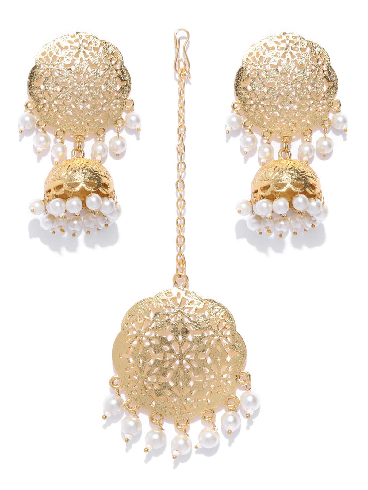 Zaveri Pearls Gold Tone Embellished With Pearls Earring & Maangtikka Set For Women-ZPFK8277 (B07MYF5GDX) Amazon Price History, Amazon Price Tracker
