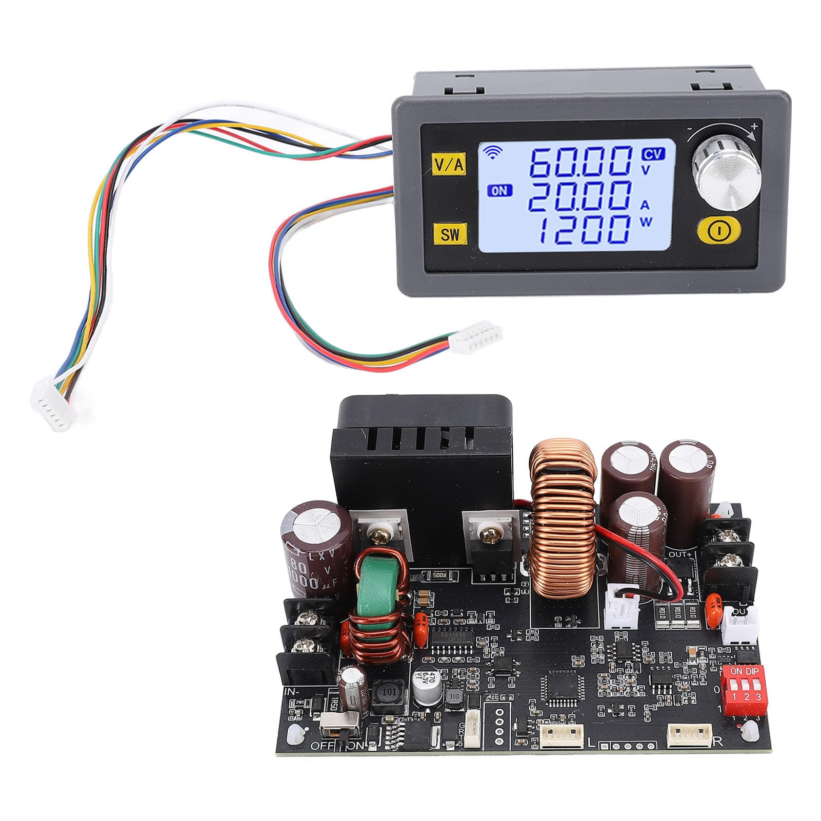 ViaGasaFamido Fuente de Alimentación de Voltaje CC Ajustable CNC, Pantalla LCD Robusta y de Enfriamiento Avanzado, 1200 W 20 A para Pruebas Electrónicas y Uso en Laboratorio