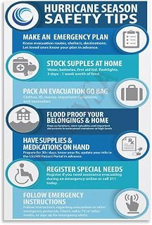 Hurricane Season Safety Tips Poster Canvas Painting Posters And Prints Wall Art for Living Room Bedroom Decor 08x12inch(20x30cm)