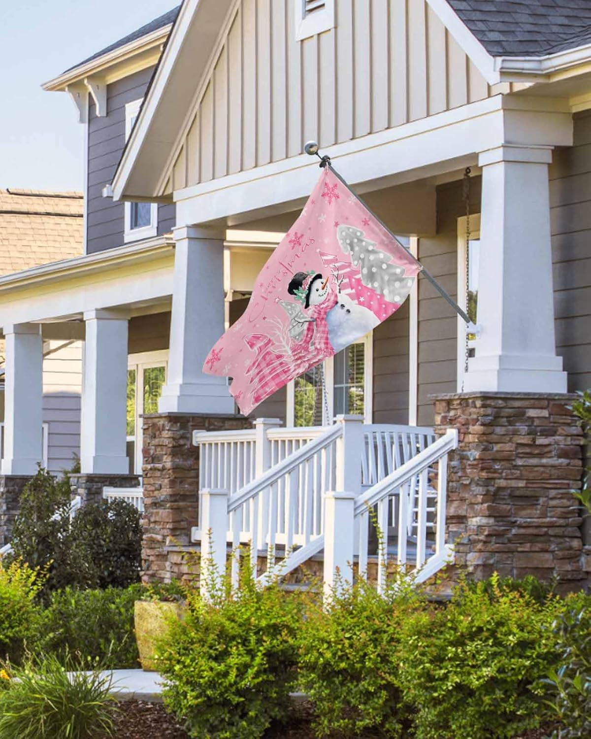 Pink Christmas Flag 3x5 Ft Outdoor Double Sided Xmas Snowman Snowflake Tree Gray Flags for Outside Waterproof Garden Flag Seasonal Grommets Banner Flags for House Porch Yard Home Decorations