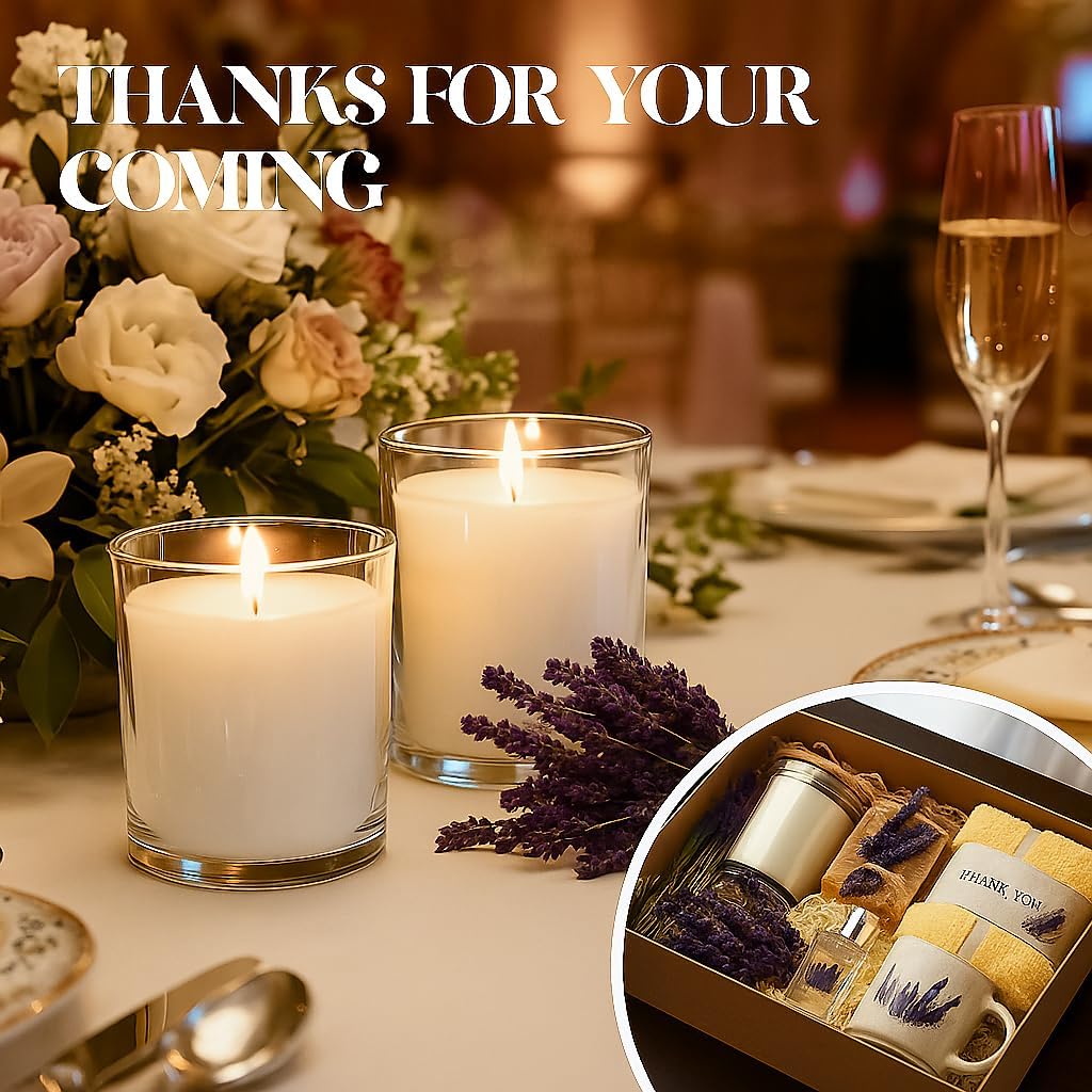 12 PCS 6oz Lavender Scented Candles Set, Pure Soy Wax Aromatherapy Candles | Relaxing Home Fragrance, Bulk Gift Box for Wedding, Party Favors, Spa & Decor.