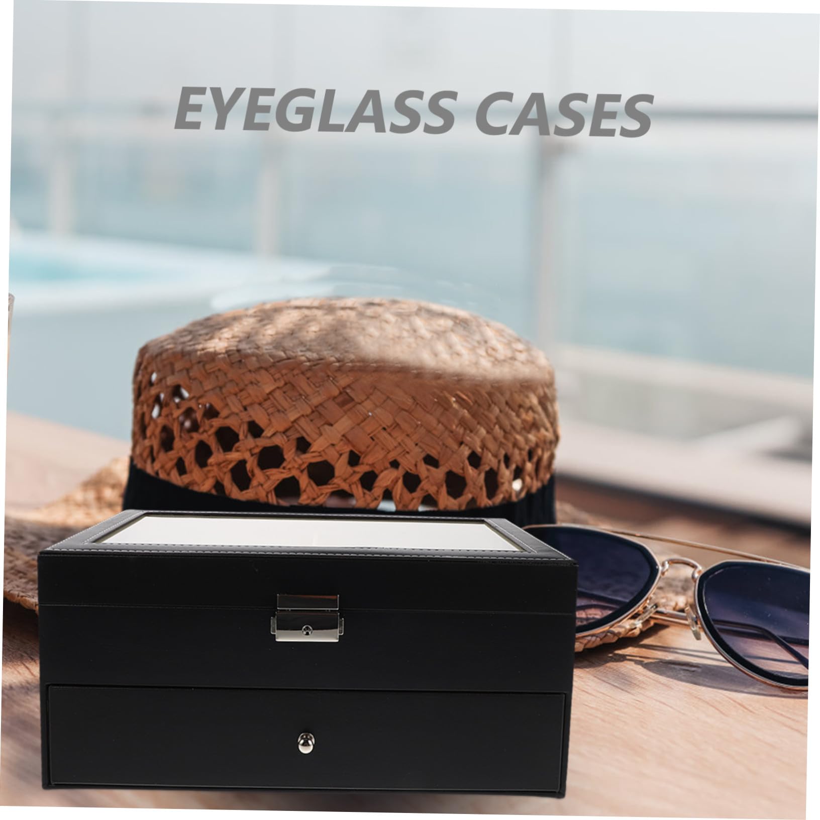 FRCOLOR Caja de Almacenamiento para Gafas de Sol Organizador de Doble Capa con Ranuras Estuche de Gafas Acolchado Casa o Viaje