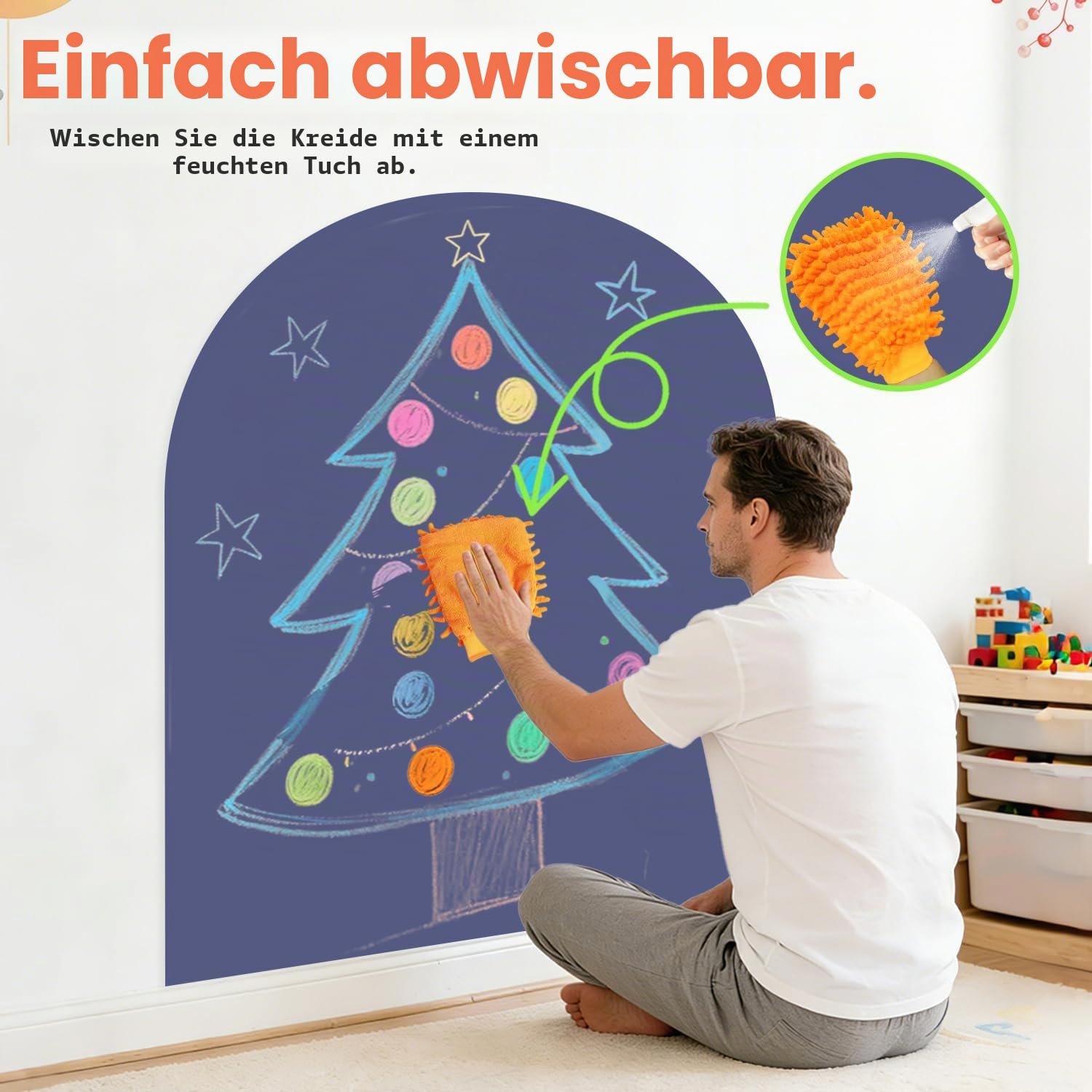 FUHSY Arch magnetischer Wandaufkleber, 100 x 80 cm, magnetischer Tafelaufkleber für die Wand, abziehen und aufkleben, selbstklebende Tafel, multifunktionales Spielzimmer