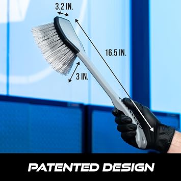 VIKING Wheel and Fender Cleaning Brush with Long Handle for Car Detailing | Wheel Brush for Car Detailing Kit, Ergonomic Car Wash Brush with Long Handle