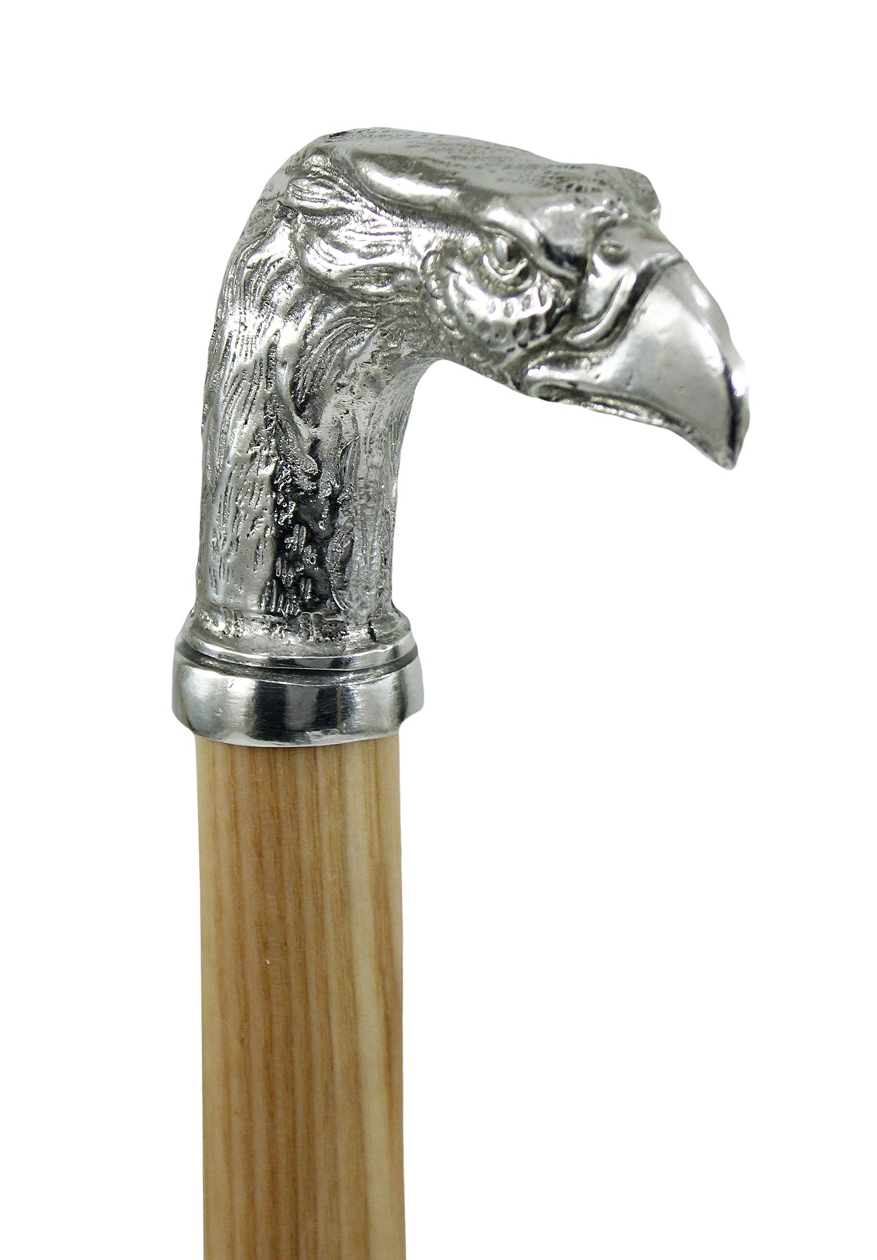 CAVAGNINI bastone da passeggio aquila personalizzato incisione nome, impugnatura in peltro lucido come argento, made in Italy artigianale, regalo lusso uomo donna sposo, 97 cm 5 colori