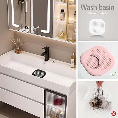 Miniatura 9 de Paquete de 2 recolectores de pelo para desagüe de ducha, accesorios de baño grises, cubierta de drenaje de silicona duradera con ventosas para