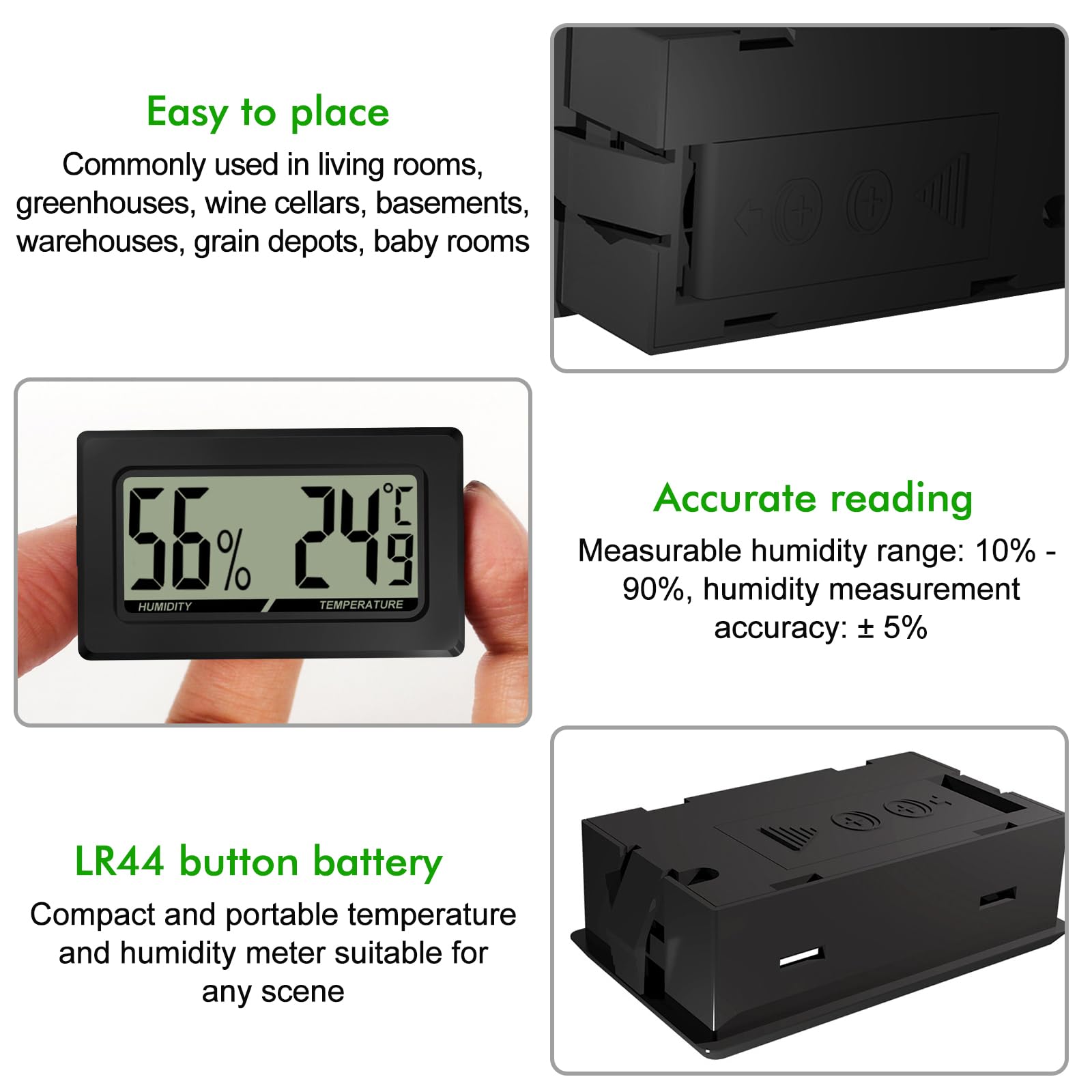 Lot De 10Thermomètre Hygromètre Digital LCD Mini thermomètre hygromètre hygromètre thermomètre thermomètre reptiles numérique intérieur pour bureau, cuisine, incubateur de jardin