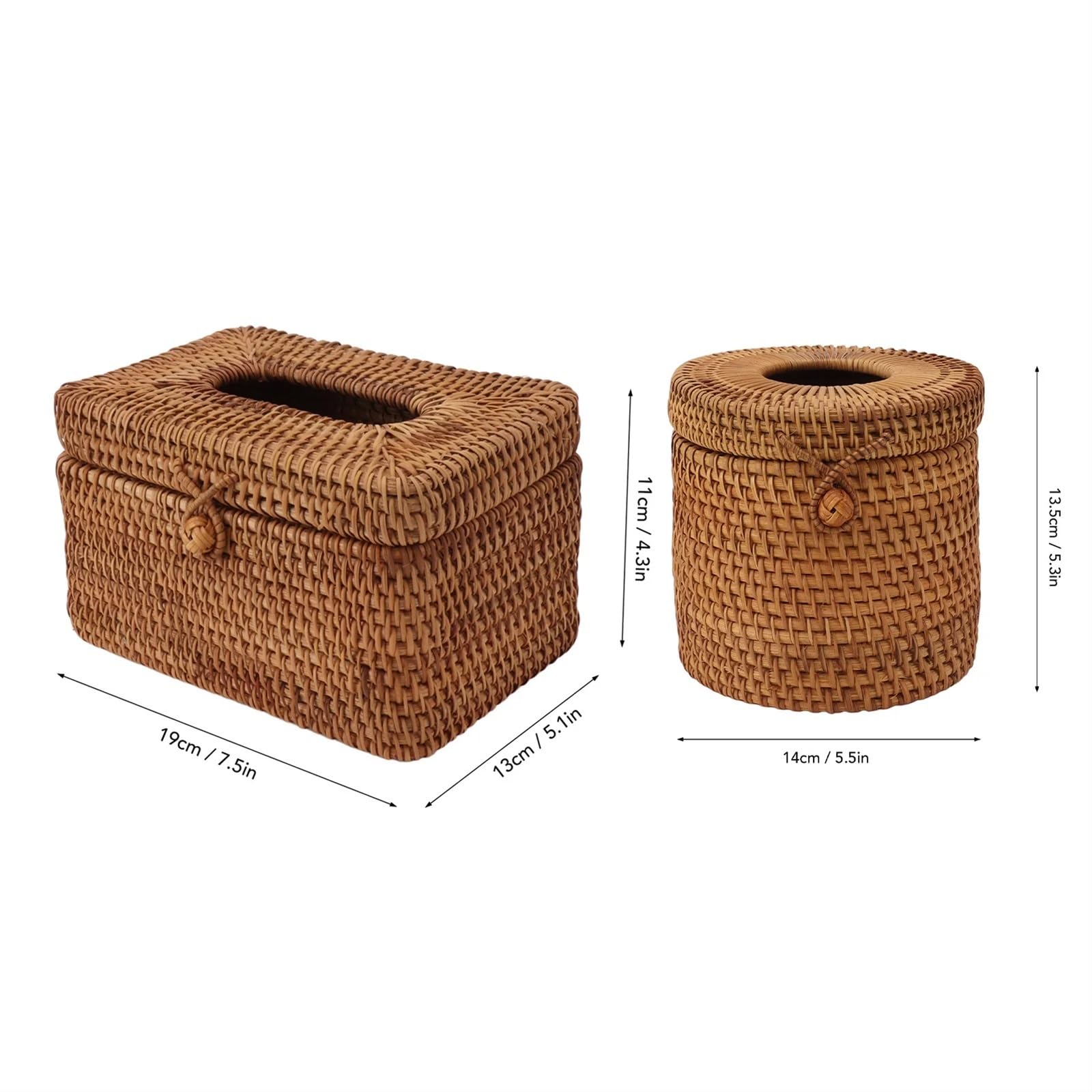 Kosmetiktücherbox aus Rattan Rattan gewebte Taschentuchbox-Abdeckung Rattan Taschentuchbox-Abdeckung natürlich schön for Wohnzimmer(Square)