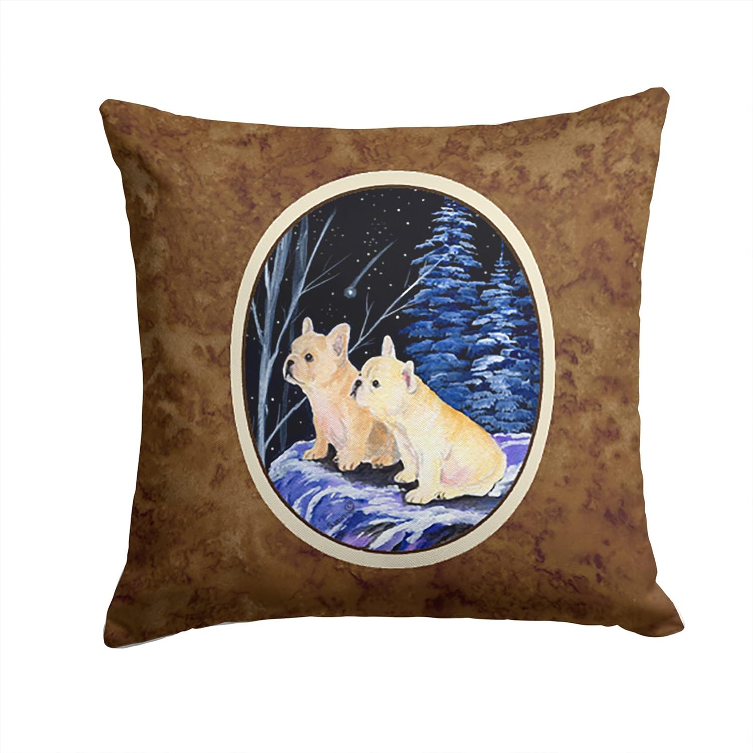 Caroline's Treasures SS8395PW1414 Starry Night French Bulldog Fabric Decorative Pillow Machine Washable, Indoor Outdoor Decorative Pillow for Couch, Bed or Patio, 14Hx14W
