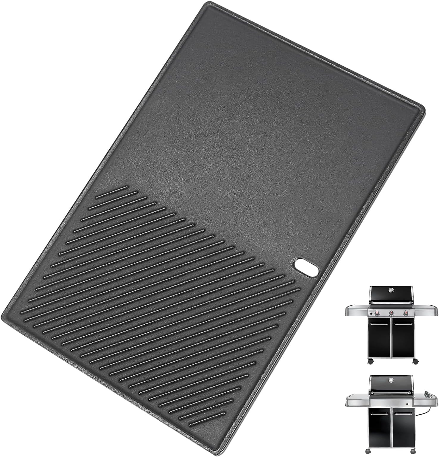 QuliMetal Reversible 7566 Cast Iron Griddle for Weber Genesis 300 Series Grills – Compatible with Genesis E310, E320, E330, Cast Iron Griddle Plate Replacement for Weber 7524, 1 Pack