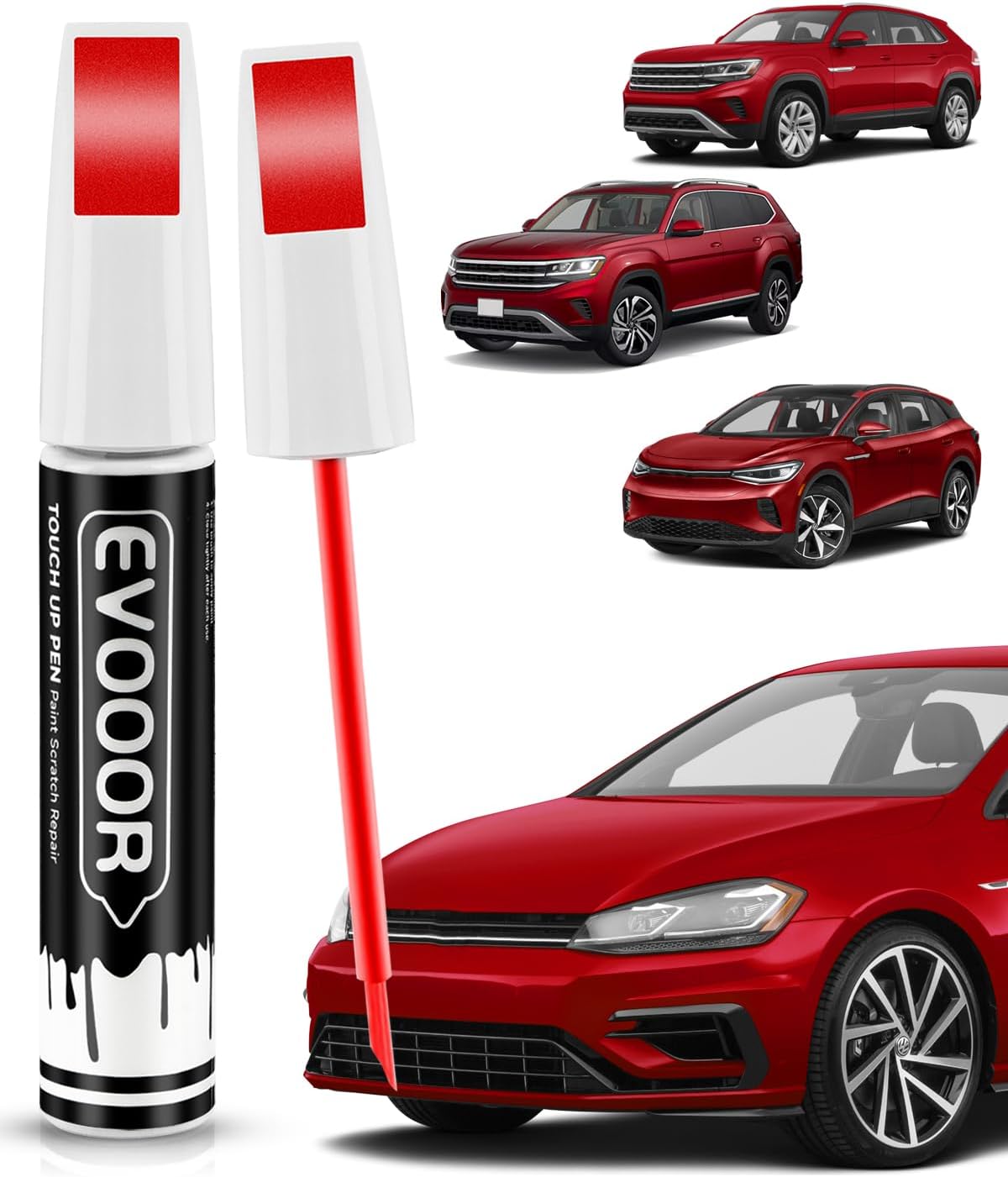 Touch Up Paint Compatible with Volkswagen Exact Match 2 in 1 Touch up Paint for Chips and Nicks Repair with 2pcs Disposable Micro Applicators (Deep Black Pearl(LC9X/2T) Compatible with All Models)