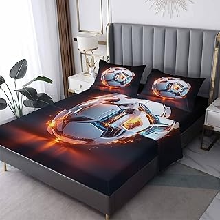 GEDAEUBA Soccer Sheets Twin XL Size - Soccer Ball Bed Sheets for Kids Boys Girls, Sports Sheet Set with Deep Pocket Fitted Sheet, Soft Microfiber Wrinkle Free Bedding Set