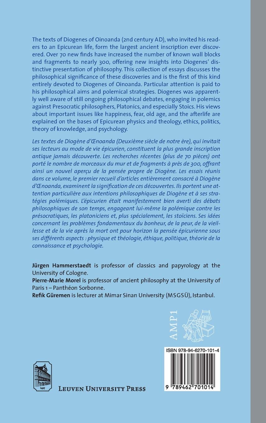Diogenes of Oinoanda/Diogène d'Oenoanda: Epicureanism and Philosophical Debates/Épicurisme et controverses (Ancient and Medieval Philosophy–Series 1)