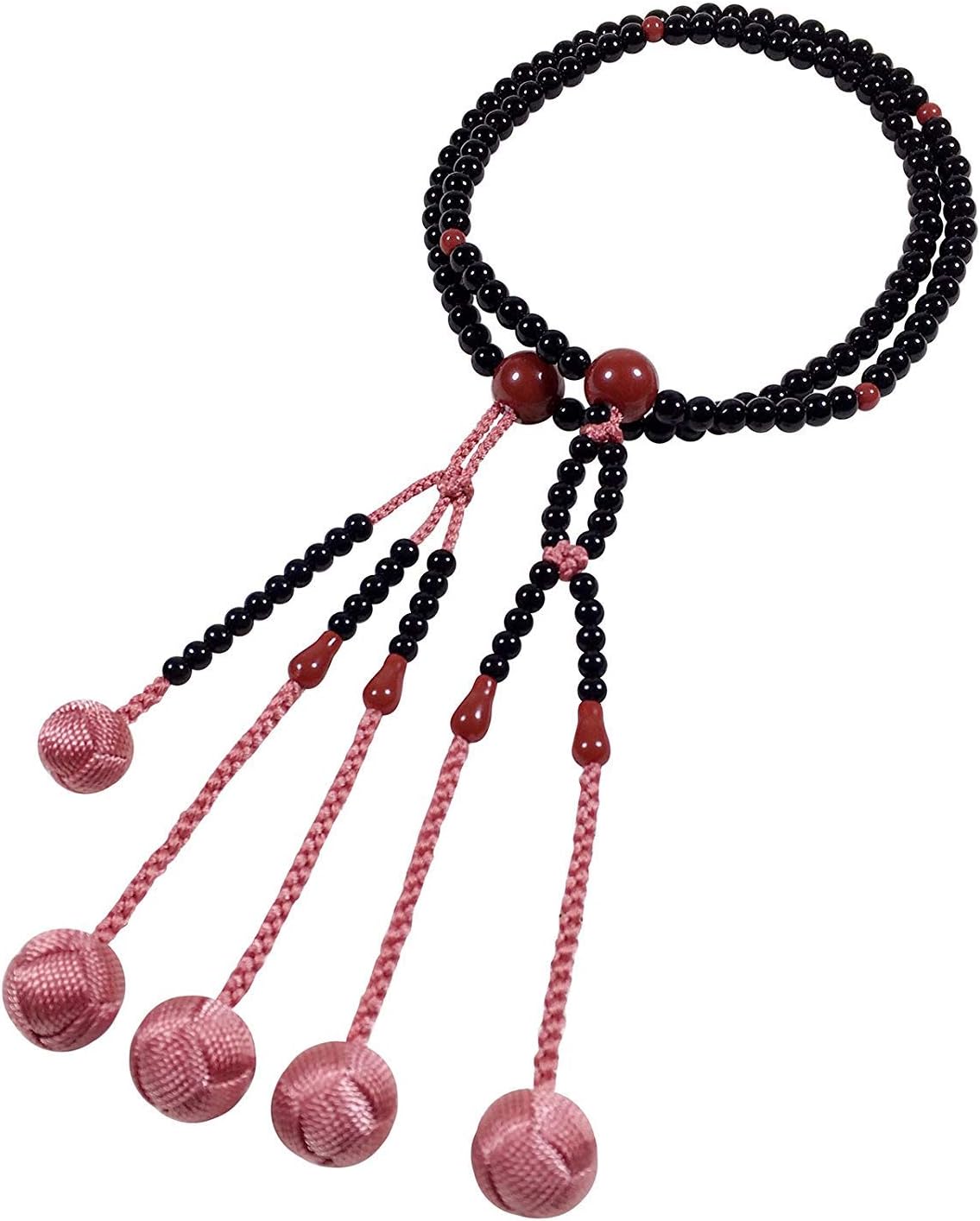UMT Buddhist Prayer Beads Nichiren juzu for Women Senior Plastic Agate PC red Coral and Coral Pink Woven Balls
