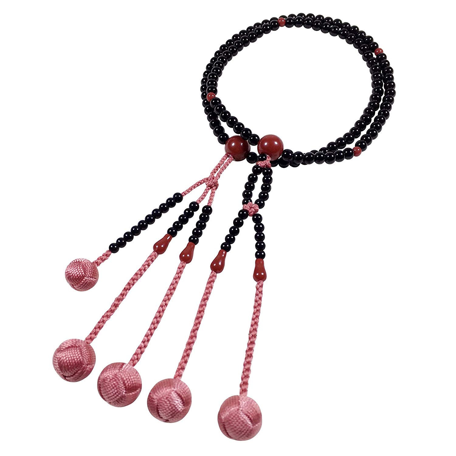UMT Buddhist Prayer Beads Nichiren juzu for Women Senior Plastic Agate PC red Coral and Coral Pink Woven Balls