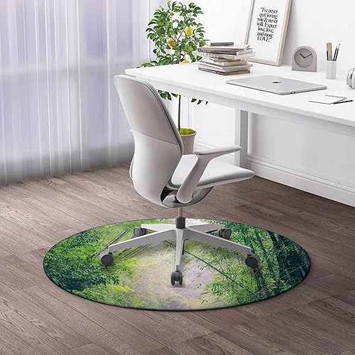 Miniatura 2 de Alfombra redonda de 39 pulgadas, tapete para silla de bosque brumoso para suelos duros, protector de suelo resistente, antideslizante, tapete de