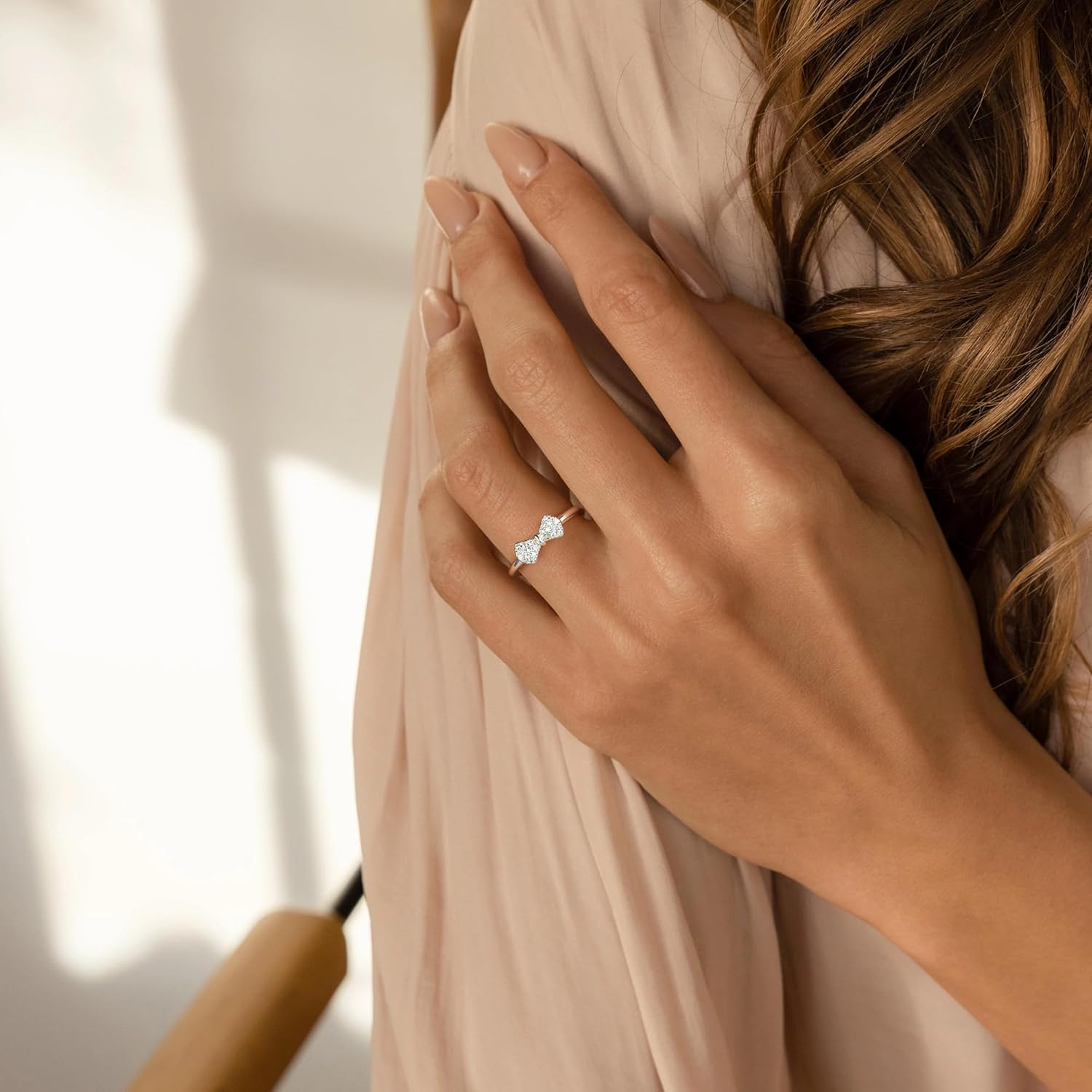 LUXEJEW Bow Rings for Women Non Tarnish 14K Gold/Silver/Rose Gold Plated Heart Stackable Rings Cubic Zirconia Cute Dainty Heart Bow Ring Jewelry Gift Adjustable Finger Ring Size 5-10 - Image 4