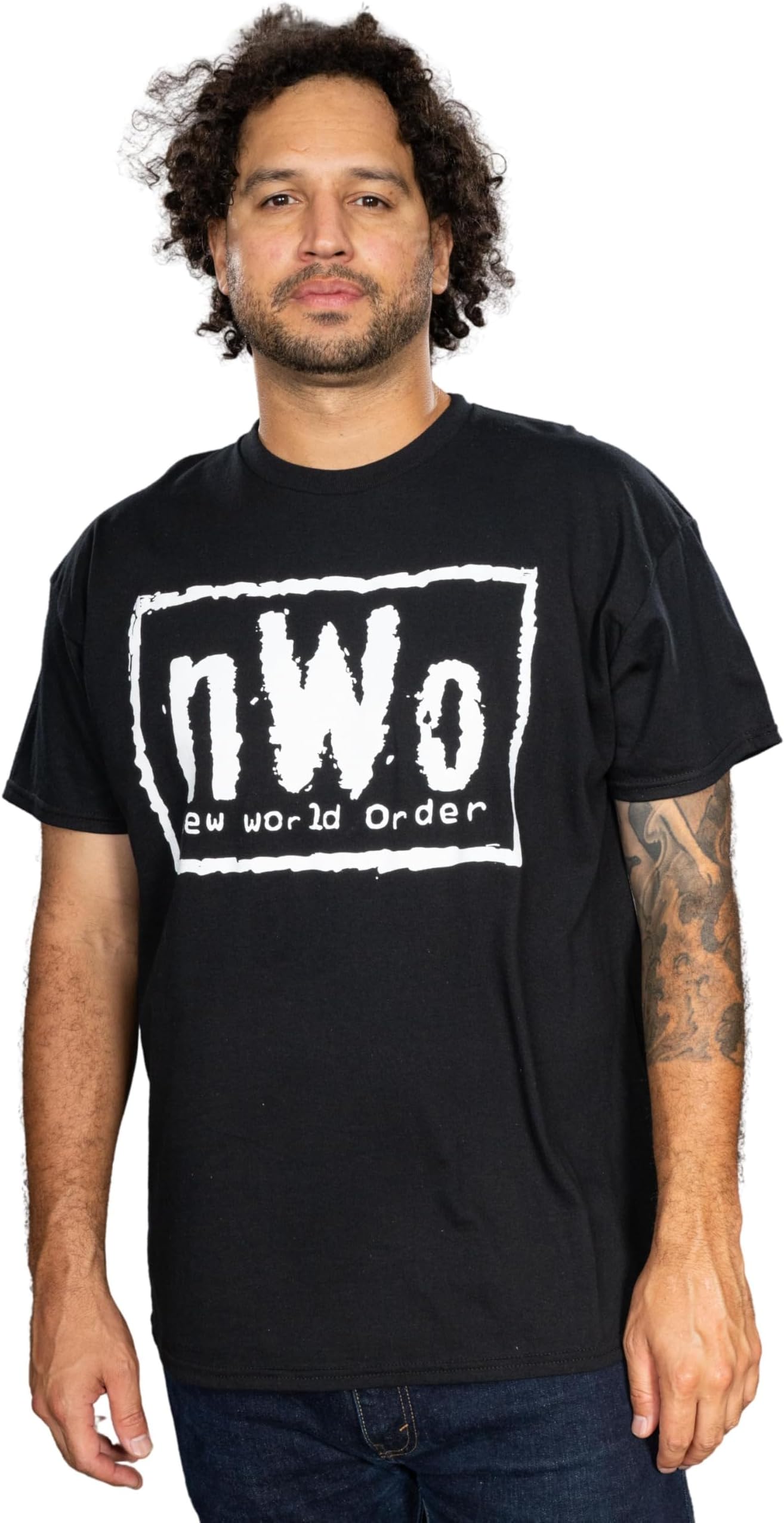 New World Wrestling Adult Black T-shirt