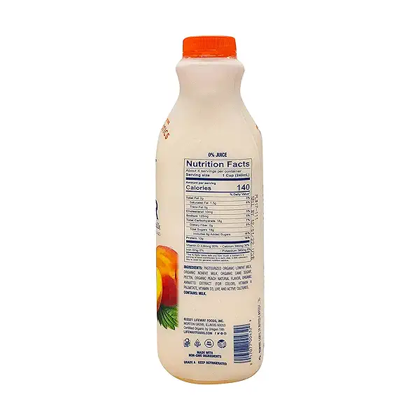Lifeway Organic Lowfat Kefir, Peach, 32 Ounce, 11g Protein, 12 Live Active Cultures 2