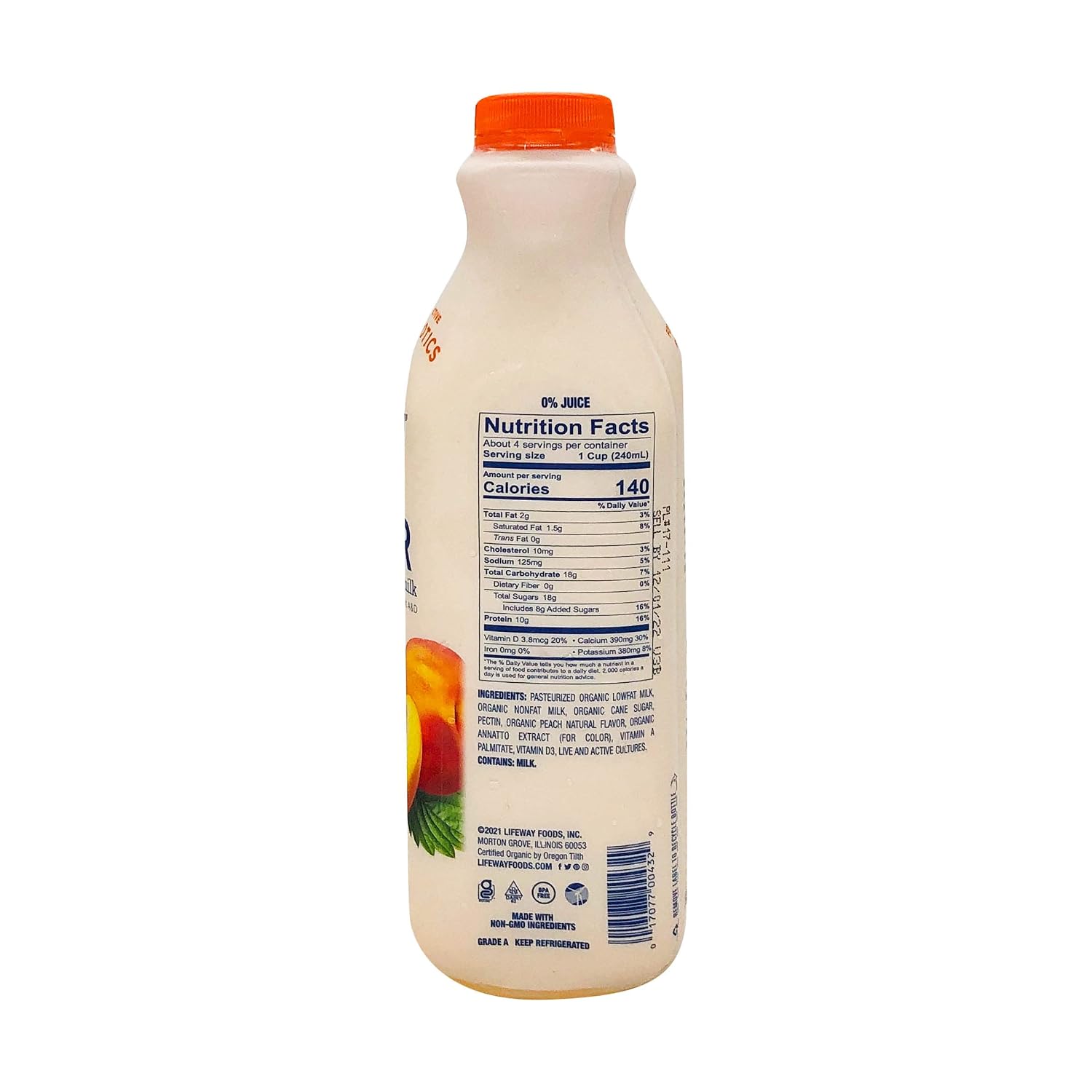 LIFEWAY Organic Peach Kefir, 32 FZ