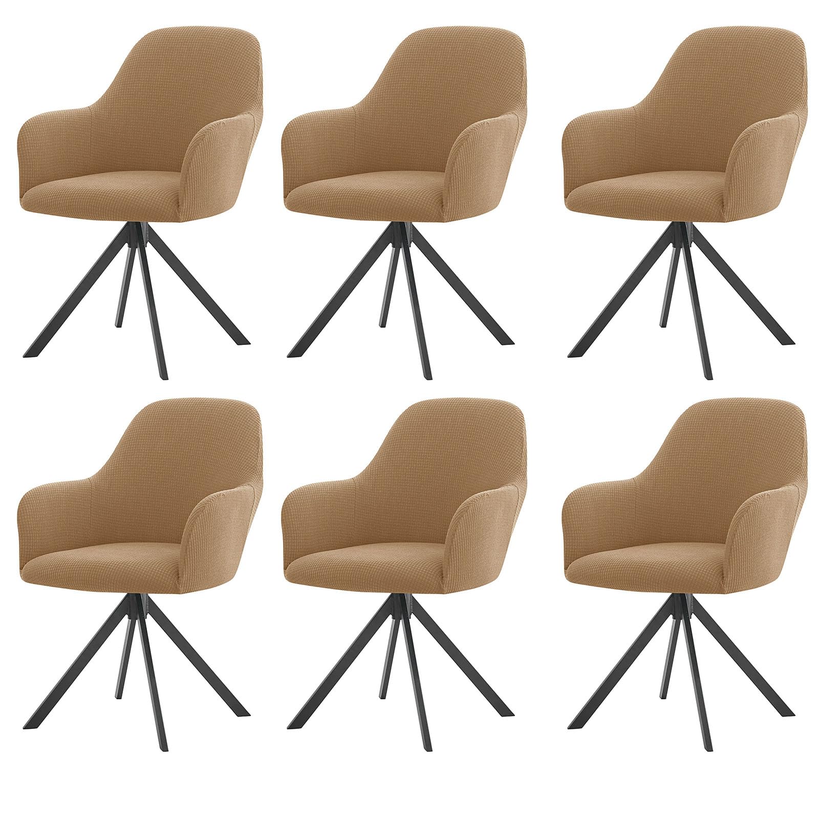 Housse de chaise extensible imperméable (lot de 6) kaki avec accoudoirs pour salle à manger