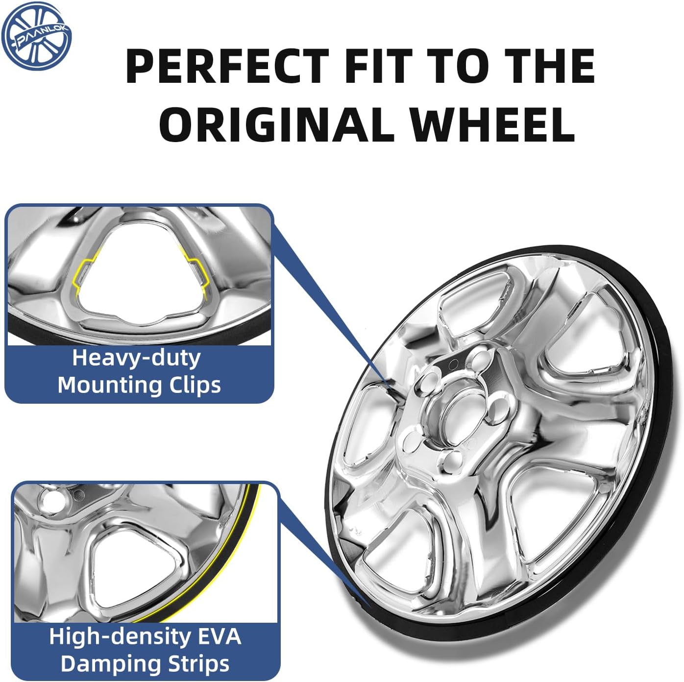 16 Inch ABS Wheel Skins for 2012-2016 Honda CR-V, Fits OEM Steel Wheels #42700-T0A-A01 / #42700-T1W-A01, Chrome Silver Snap-On Wheel Covers 4-Pack