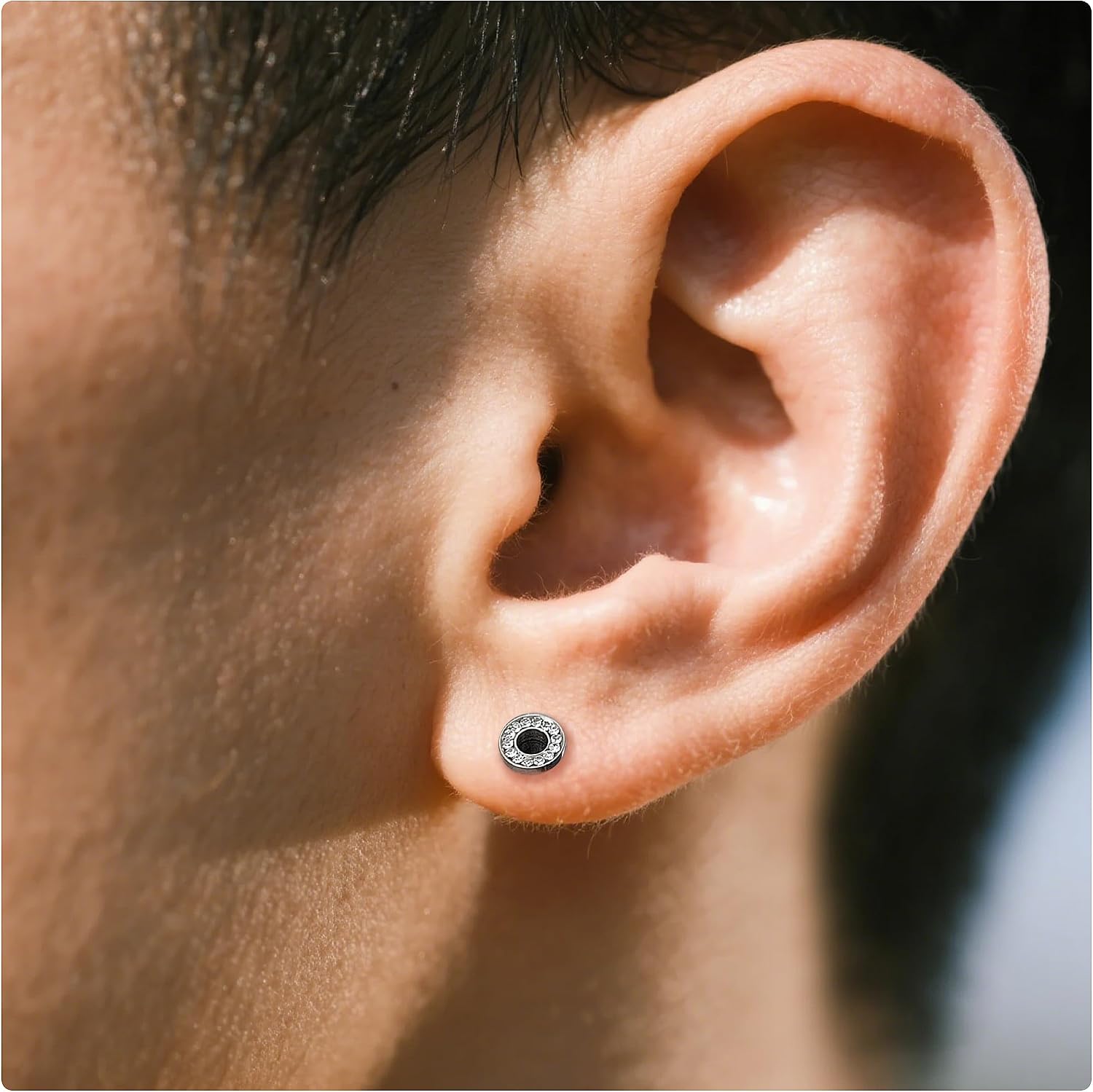 Ruifan Gauges For Ears ASTM F136 Titanium Jeweled Clear CZ Single Flare Tapers Screw Tunnel Gauges Earrings Ear Expander Stretching Kit Plugs Piercing For Women Men 10G 8G 6G 4G 2G 0G 00G