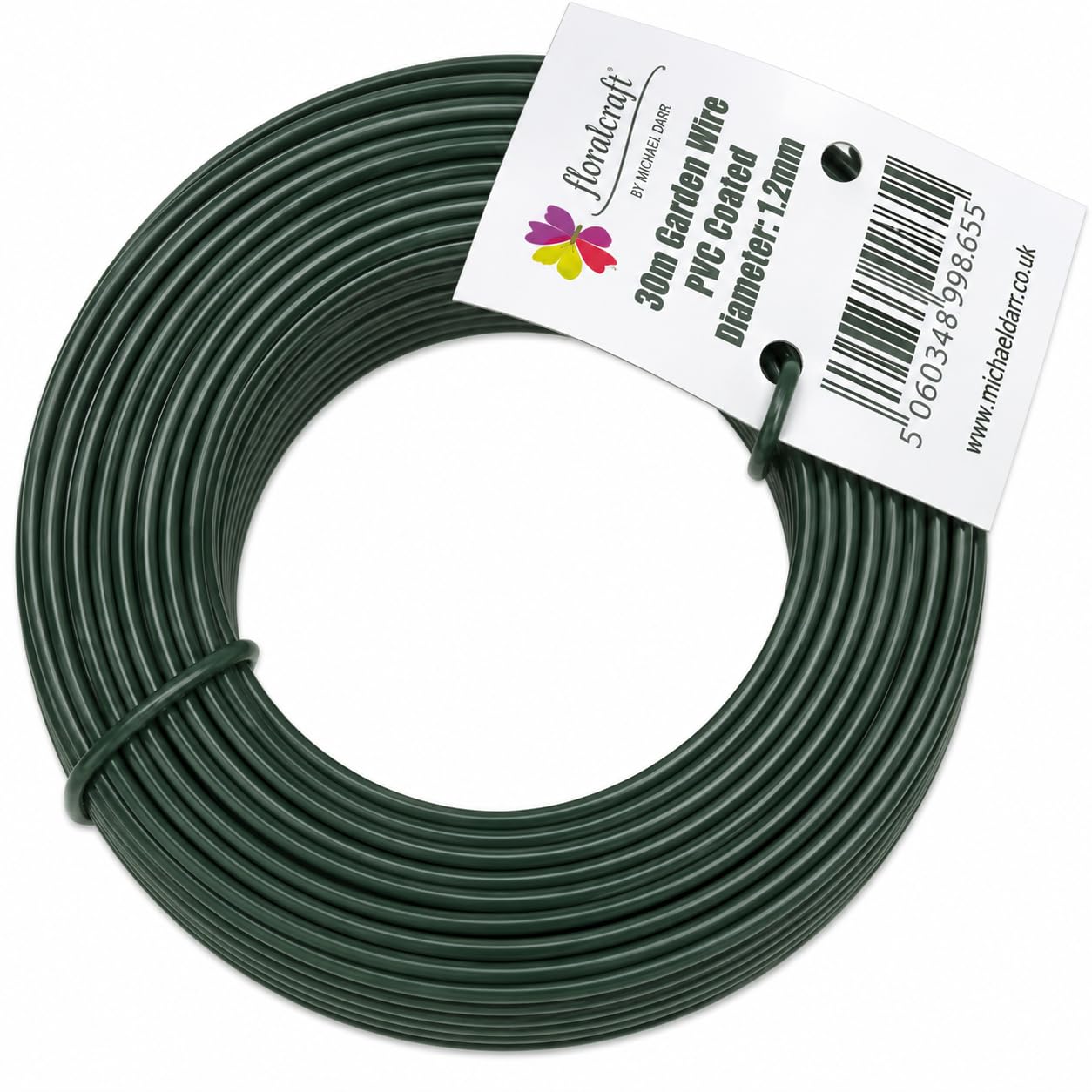 Floralcraft® PVC Coated Garden Wire 1.2mm x 30m – Green Plant Support Wire for Roses, Climbing Plants, Trellis, Shrubs & Garden Ties