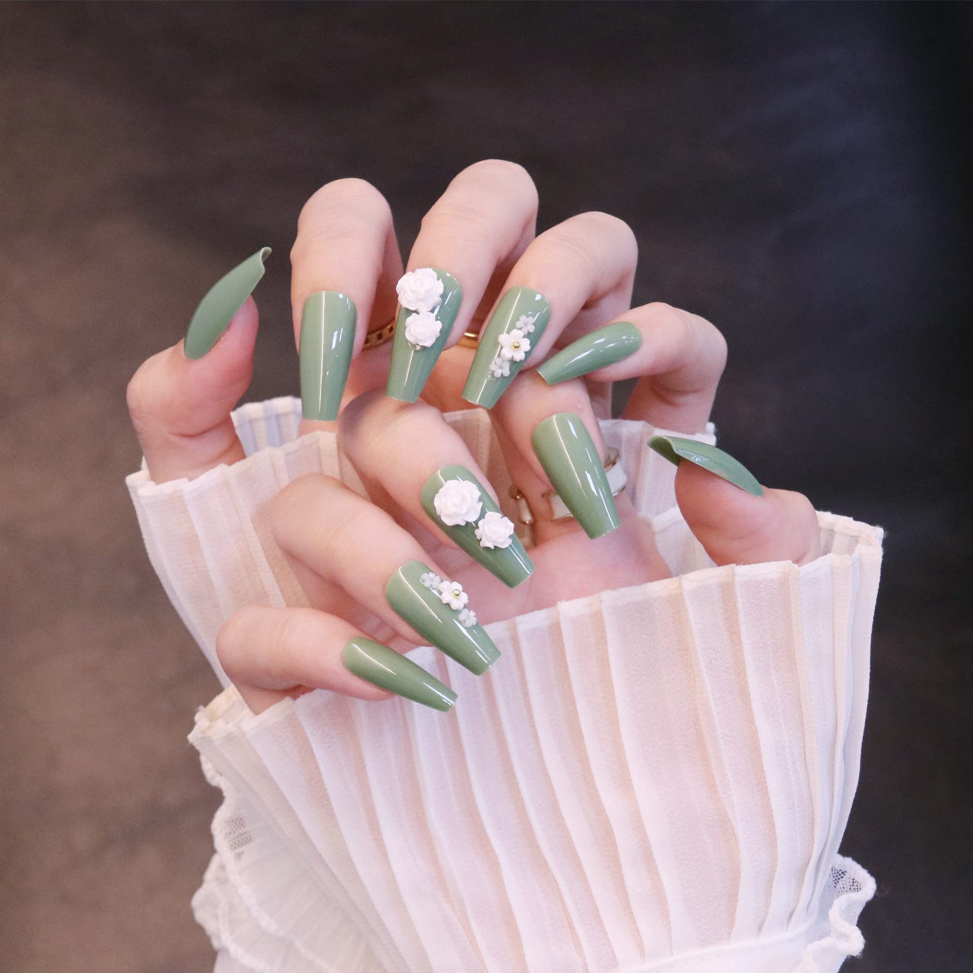 ネイルチップ・付け爪 Ri_kohime Amazon | Sun&Beam Nails ネイルチップ バレリーナ コフィン 3D つけ爪