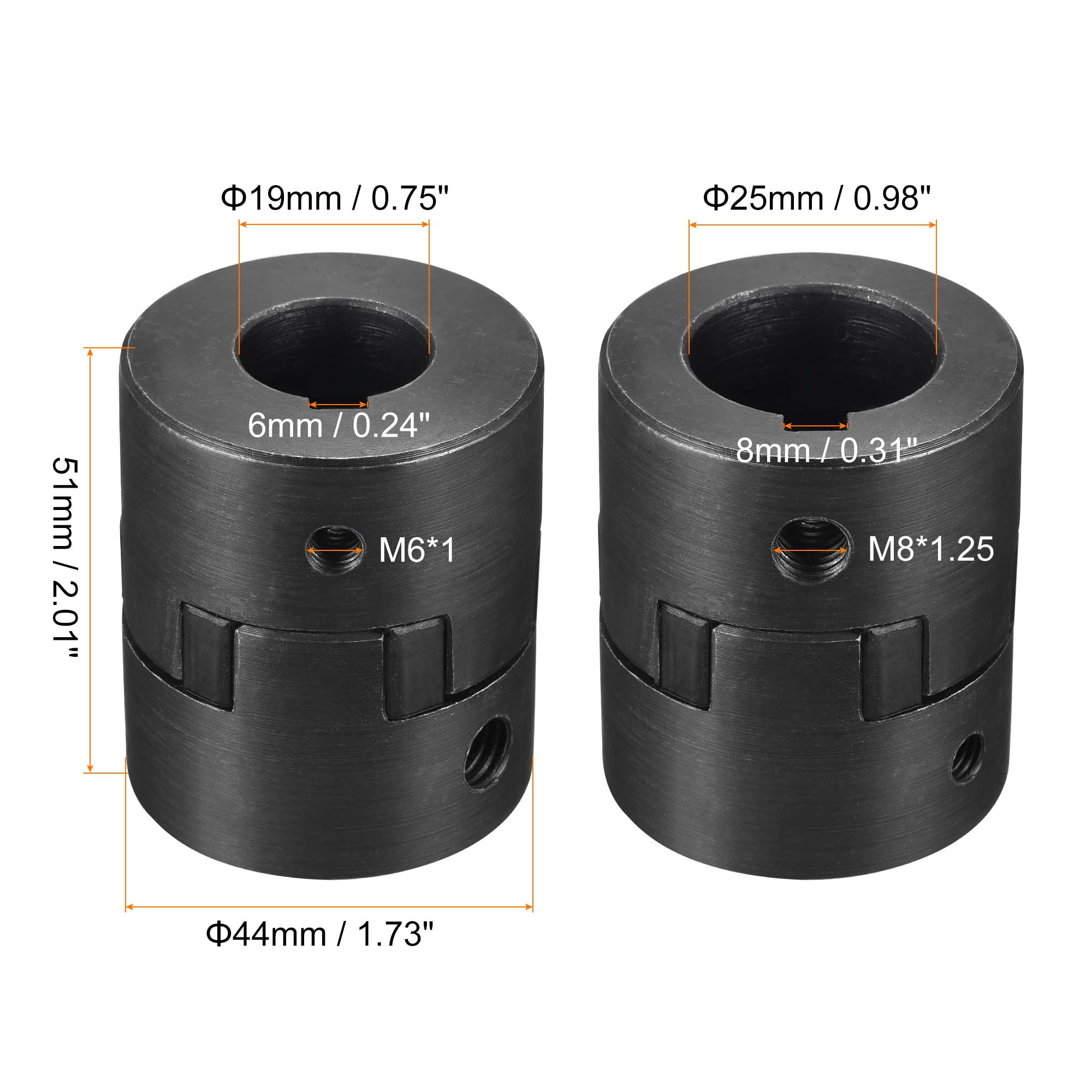 sourcing map Flexible Accouplement Arbre 19mm à 25mm 51mm x 44mm Moteur Coupleur Joint