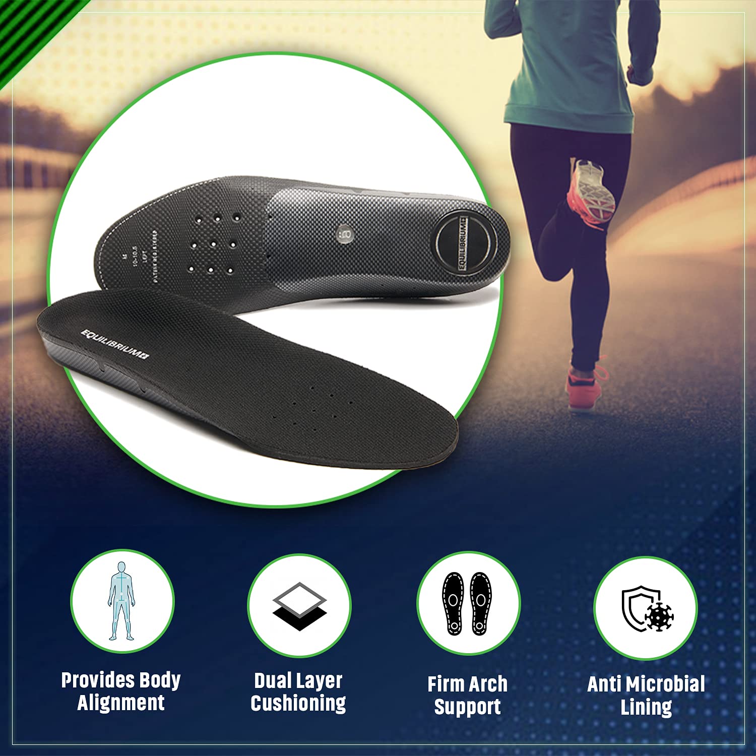 Equilibrium+ Plantillas ortopédicas para fascitis plantar y soporte de equilibrio para hombres y mujeres, las mejores inserciones cómodas para aliviar el dolor de pies, arco y rodilla, para correr