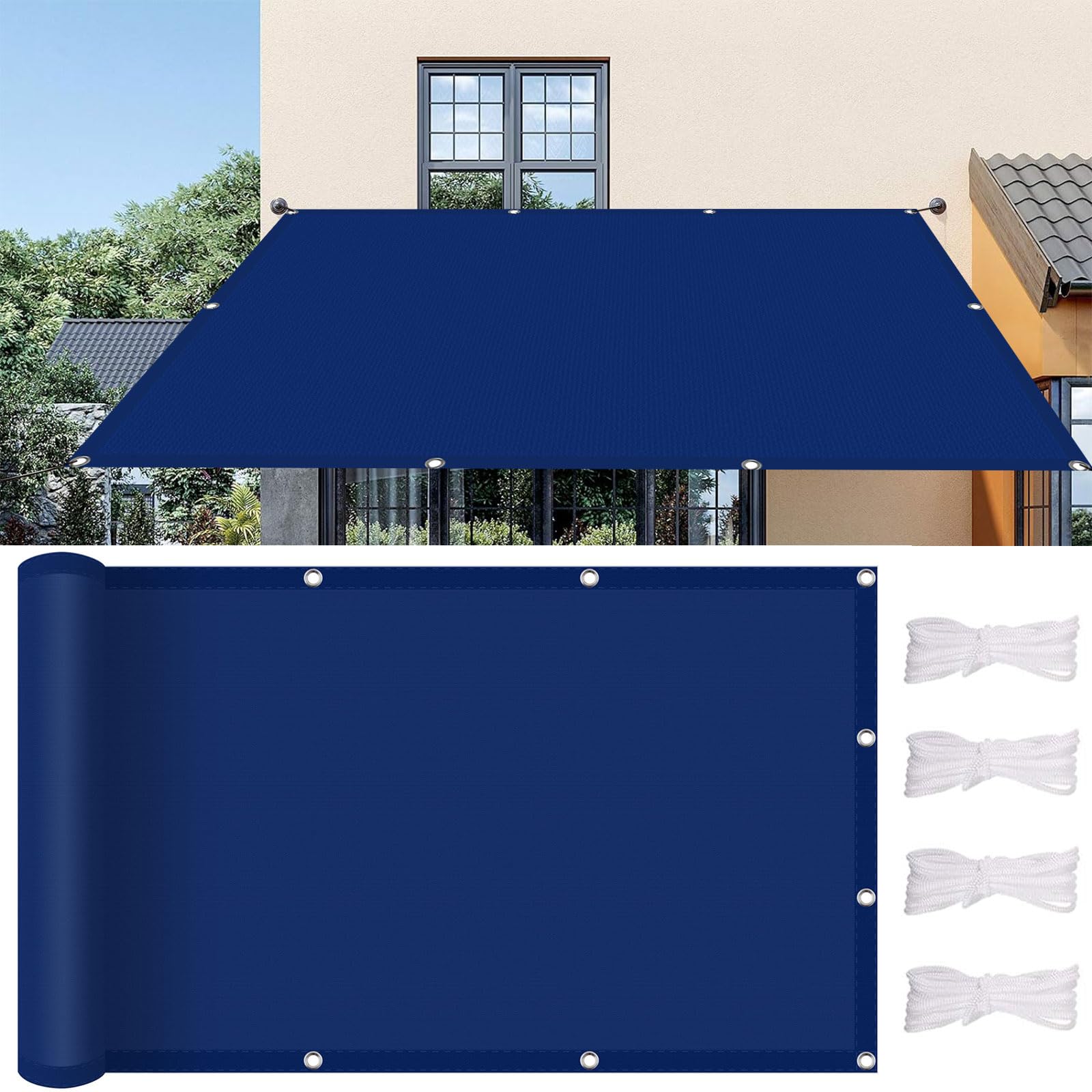 Voile d'ombrage rectangulaire 320x460 cm bleu foncé pour protéger votre terrasse du soleil