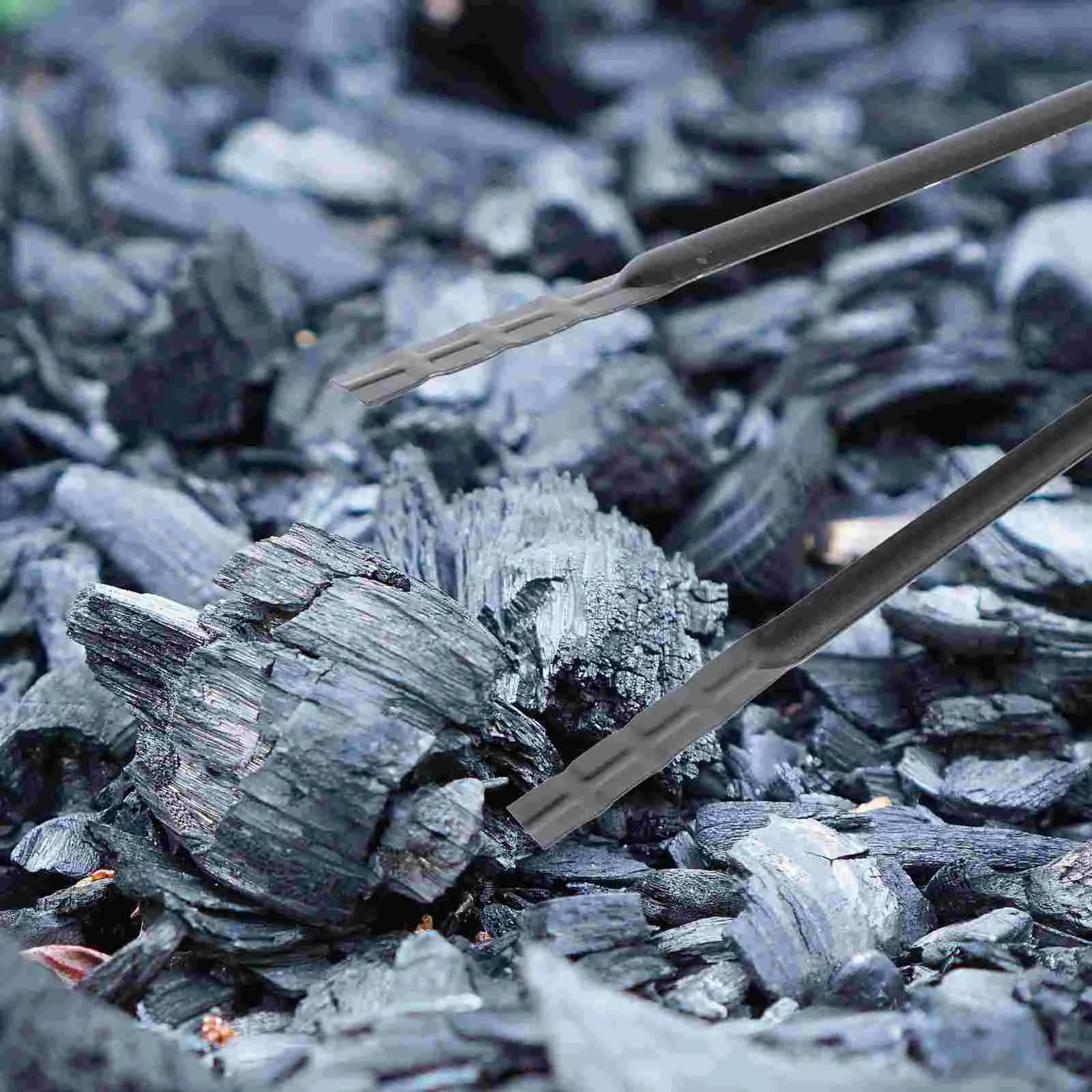 2 Pezzi di Clip per Carbone di Legna in Metallo per Barbecue, pinze da Picnic, Utensili per Barbecue in Ferro, pinzette Lunghe, robuste pinze per Legna da ardere (Nero)