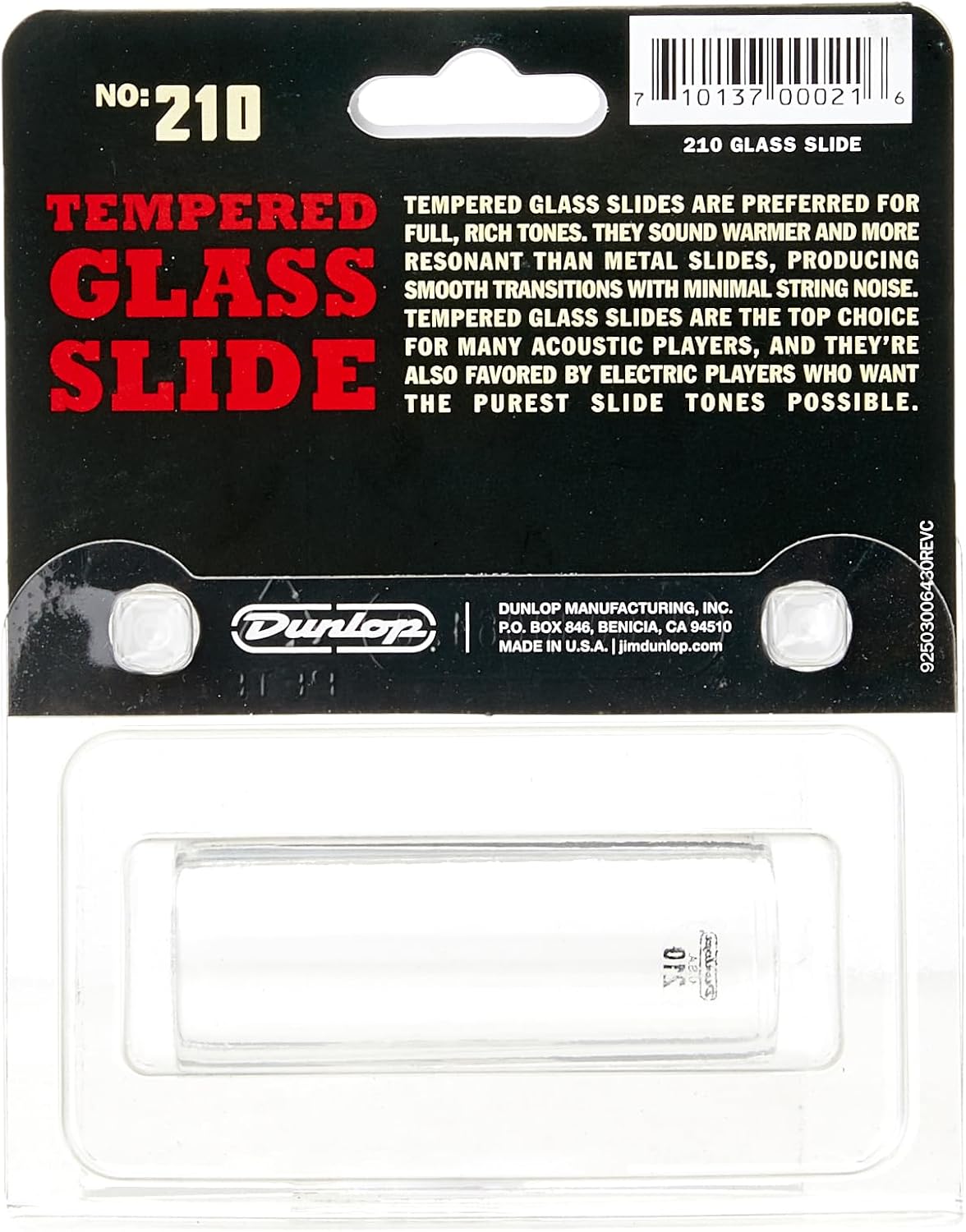 JIM DUNLOP 210 Tempered Glass Slide, Medium Wall Thickness, Medium