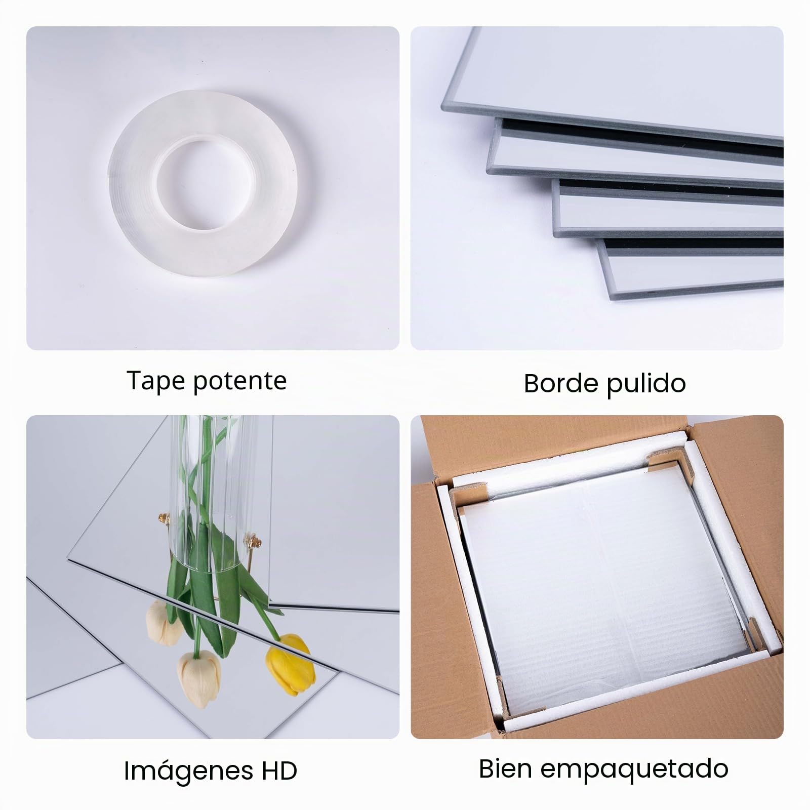 Espejo de 35,5 x 30,5 cm para el Gimnasio en casa, Espejo de Pared de Cristal de Longitud Completa, Espejo de Puerta, Espejo de Pared sin Marco para Baile, Garaje, Yoga, 16 Piezas