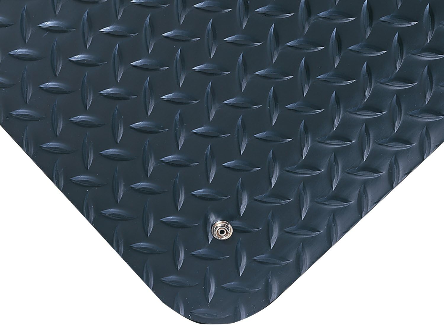 Wearwell 786 Diamond-Plate Electrically Conductive Anti-Fatigue Mat with Snap, for Dry Areas, 3' Width x 5' Length x 15/16"" Thickness, Black