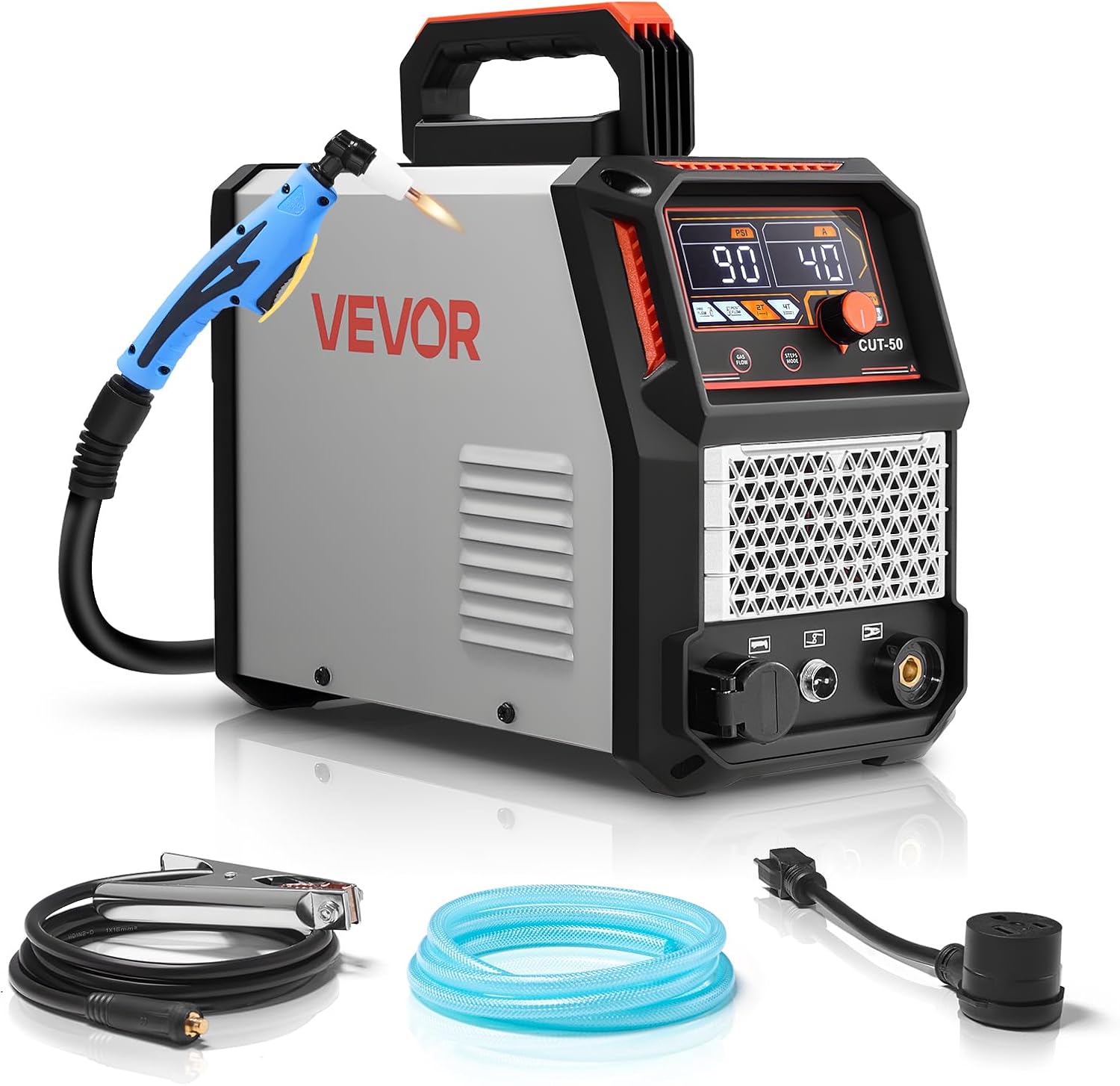 VEVOR Plasma Cutter, 50A Plasma Cutting Machine, 110V/220V Dual Voltage Digital Display IGBT Inverter - with 2T/4T Function & Adjustable PA/PT Time for Home Repairs, Workshops