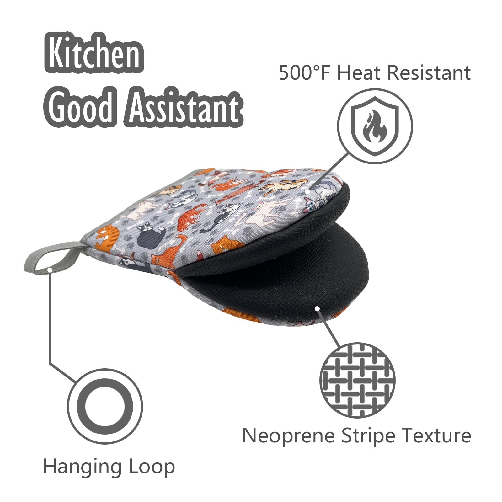 Juego de 2 guantes de cocina de silicona para horno, resistentes al calor, suaves, cortos, pequeños, para hornear, parrilla, microondas, regalo