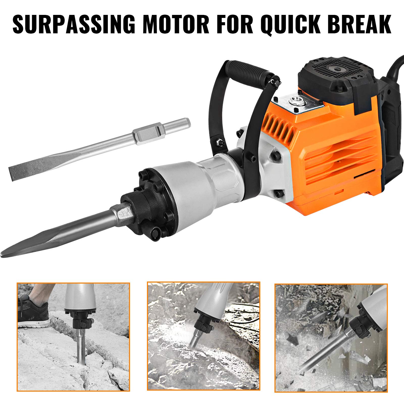 Mophorn 3600W Electric Demolition Hammer Heavy Duty Concrete Breaker