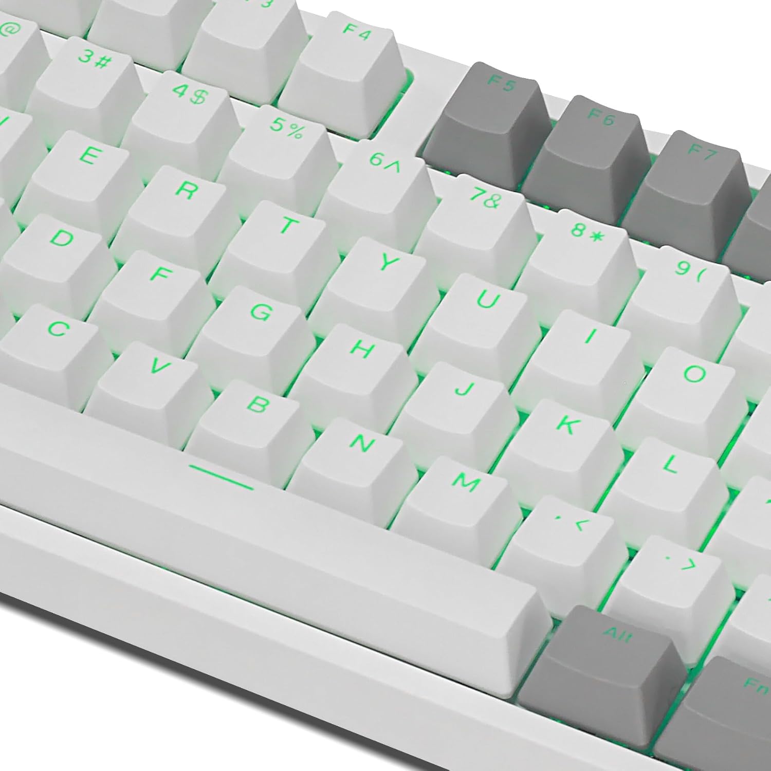 Happy Balls PBT Keycaps Backlit Cherry MX Keyset Doubleshot OEM Profile Translucent for US Layout 61 68 75 84 87 96 98 104 108 MX Switches Mechanical Keyboard (Grey White Combo)