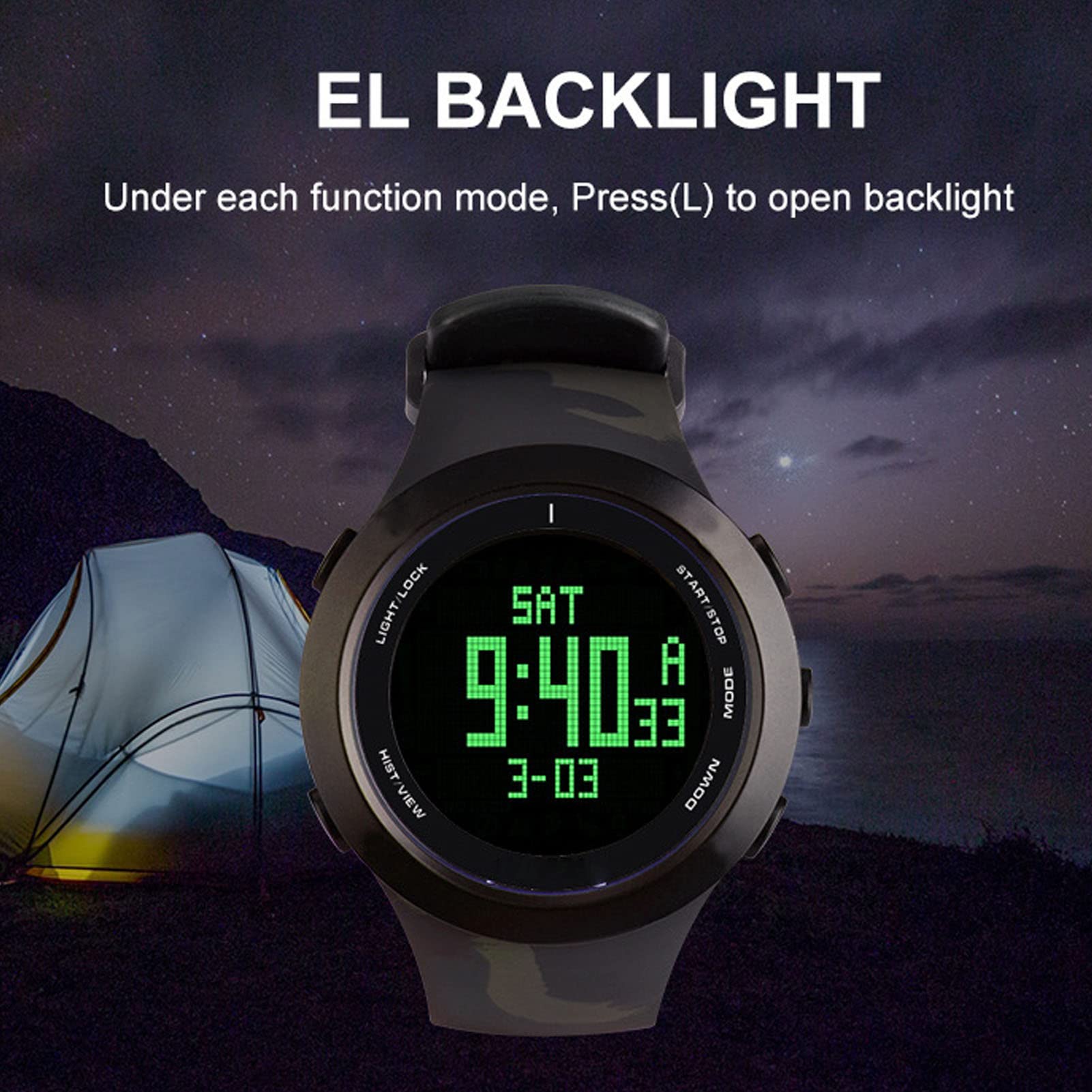 Reloj de Buceo Digital 10ATM Resistente Al Agua Temporizador de Buceo para Entusiastas del Deportes de Natación Caucho de Acero Inoxidable (Negra)