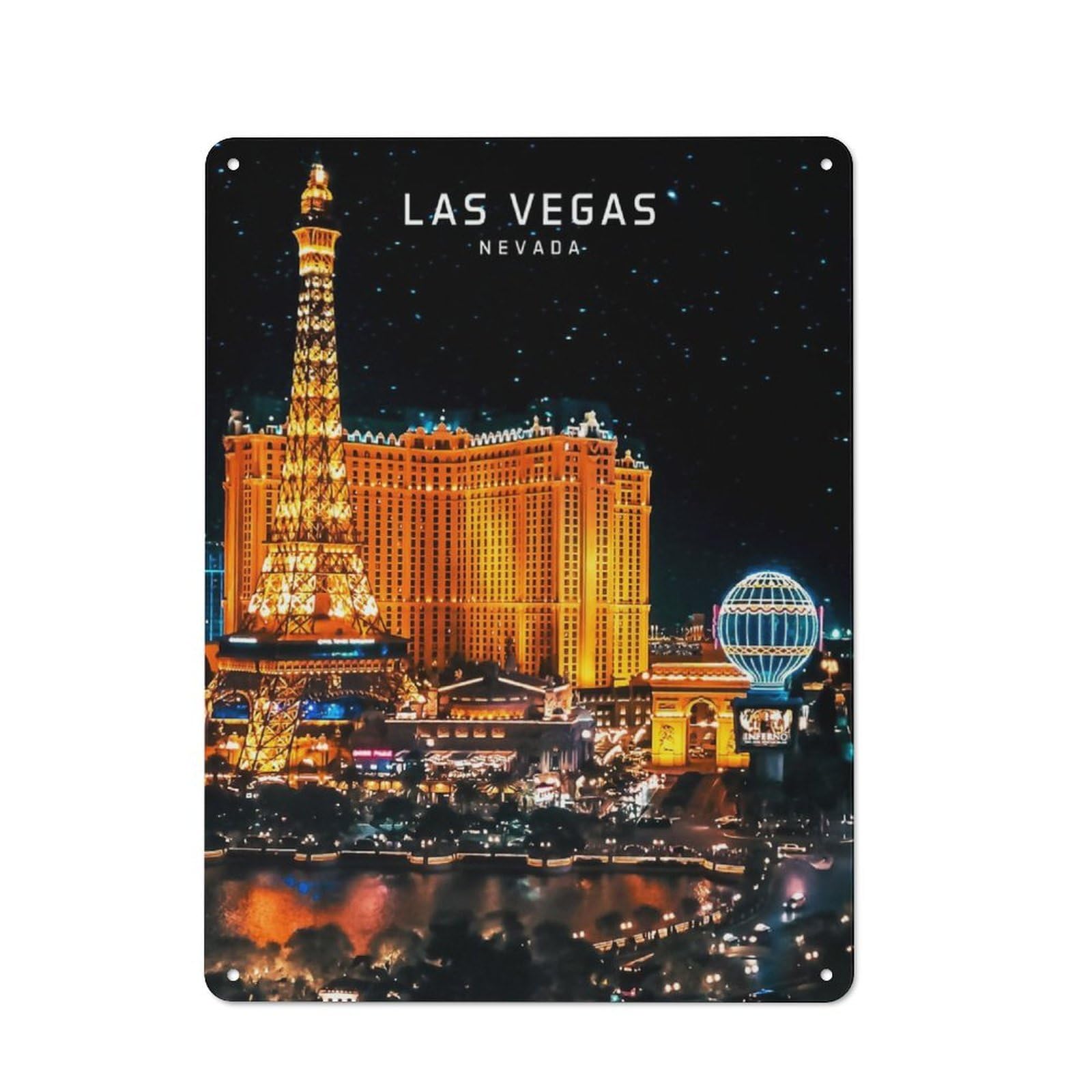 Junmoney Las Vegas Us Clean Industrial Metal Wall Decor 40X30cm, Decorative Metal Plaque For Workspace, Cafe, Hallway Or Garage
