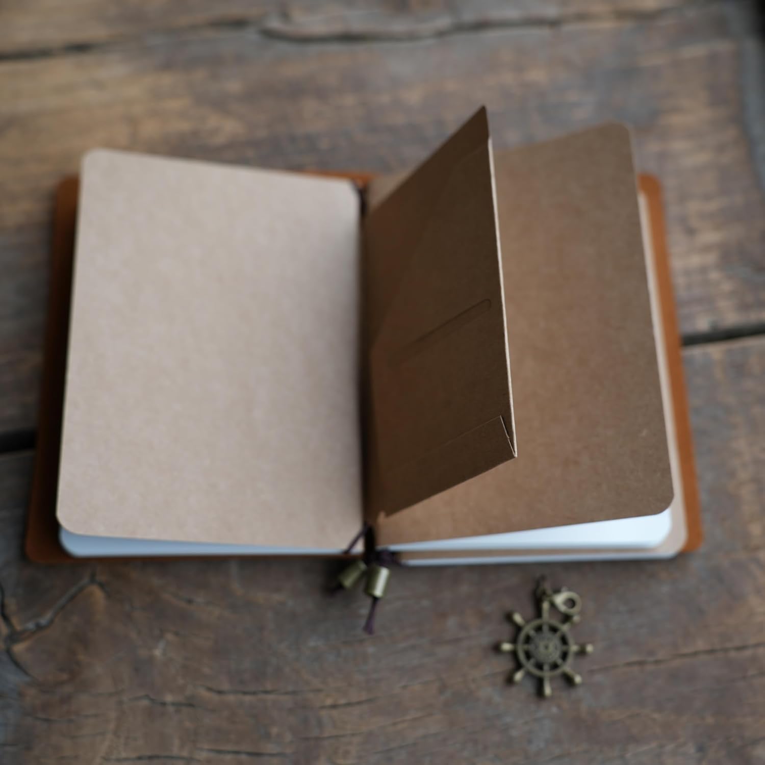 Travelers Notebook Handcrafted Genuine Leather Journal Cover - A6 4.1" x 5.8" / 10.5cm x 14.8 cm Refillable Travel Journal Cover with Inner Pockets and Card Slots A6 Brown