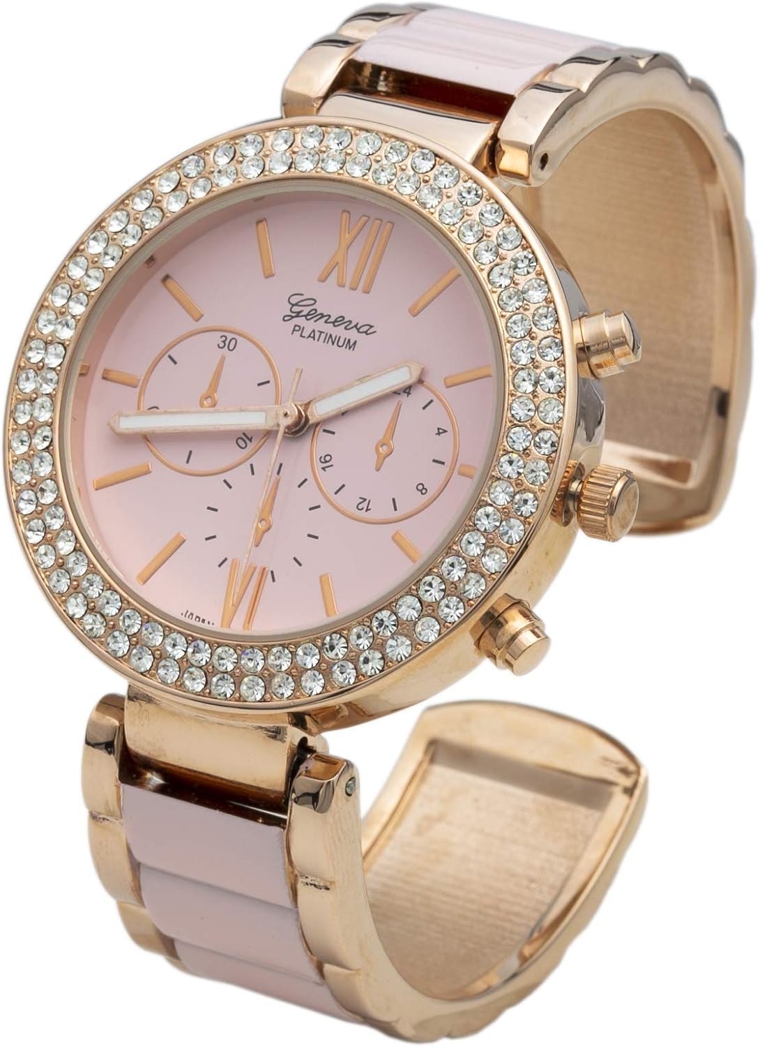 Blekon Collections Women's Quartz 35mm Rhinestone Bezel Cuff Concho Bangle Watch