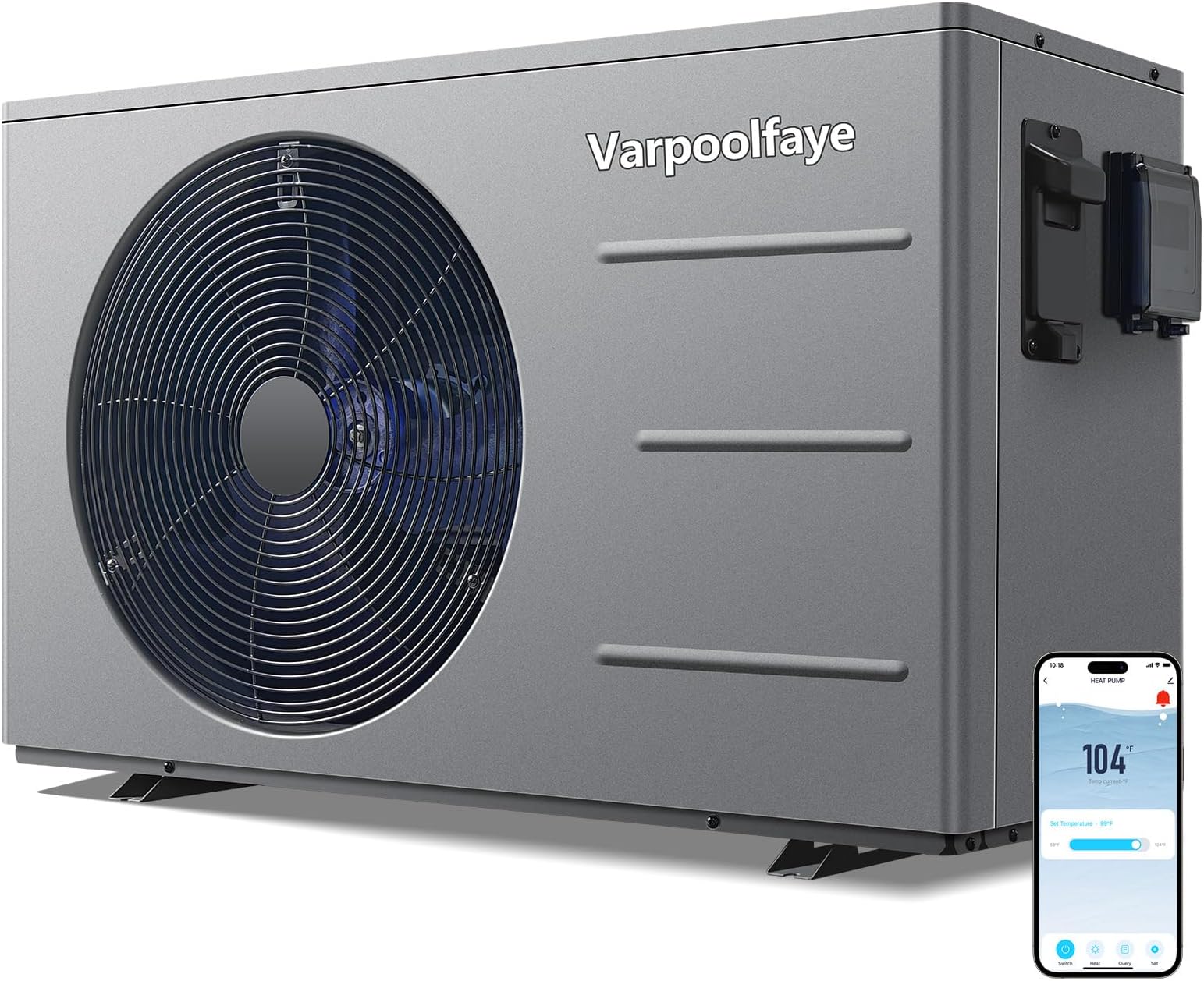 40000 BTU Above Ground Pool Heater 12000 Gallon Swimming Pool Heater Pump Heating or Cooling Electric Pool Heater For Inground Pool WiFi Control Schedule 220V