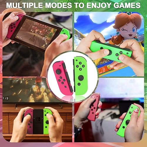 Vista 5 de OUBANG Controller for Switch Joypad, Upgraded Joypads for Switch Sports Game, LR Wireless Joy-Pad Compatible with Nintendo Switch, PinkGreen Joy
